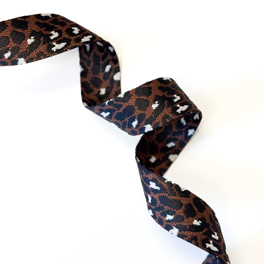 Animal Print Webbing - 1-1/2" wide - Dark Brown/Black
