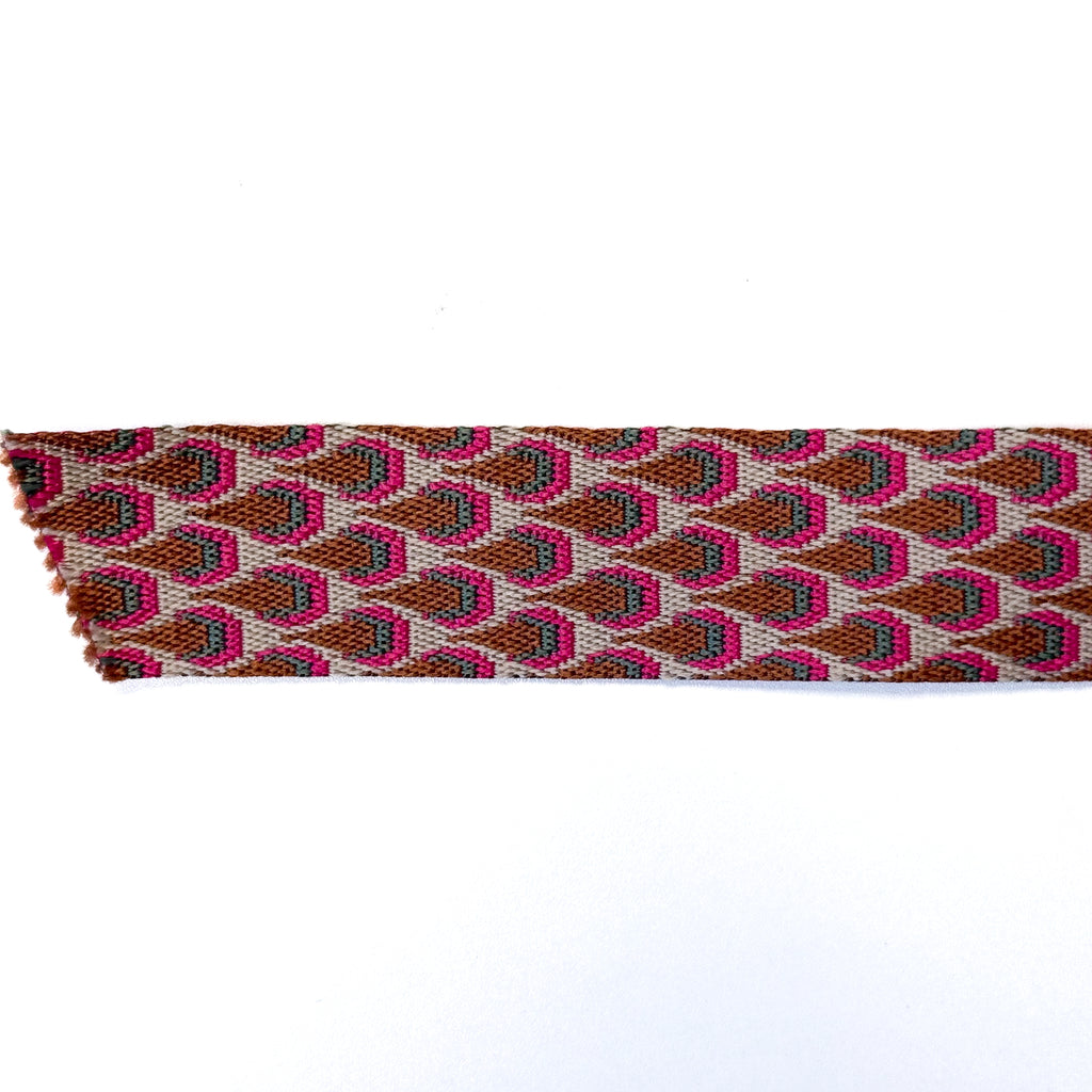 Peacock Print Webbing - 1-1/2" wide - Pink/Gray