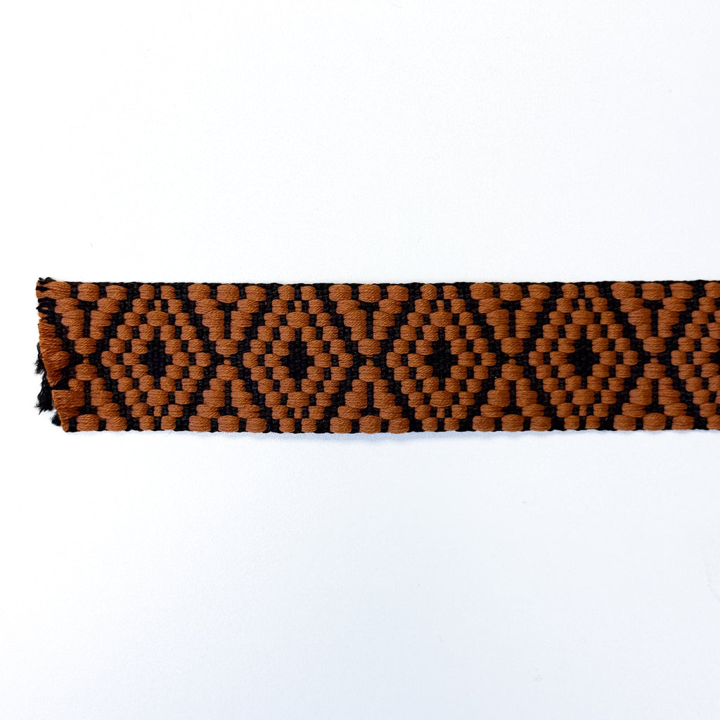 Jacquard Webbing - 1-1/2" wide - Black and Brown Diamond (160)