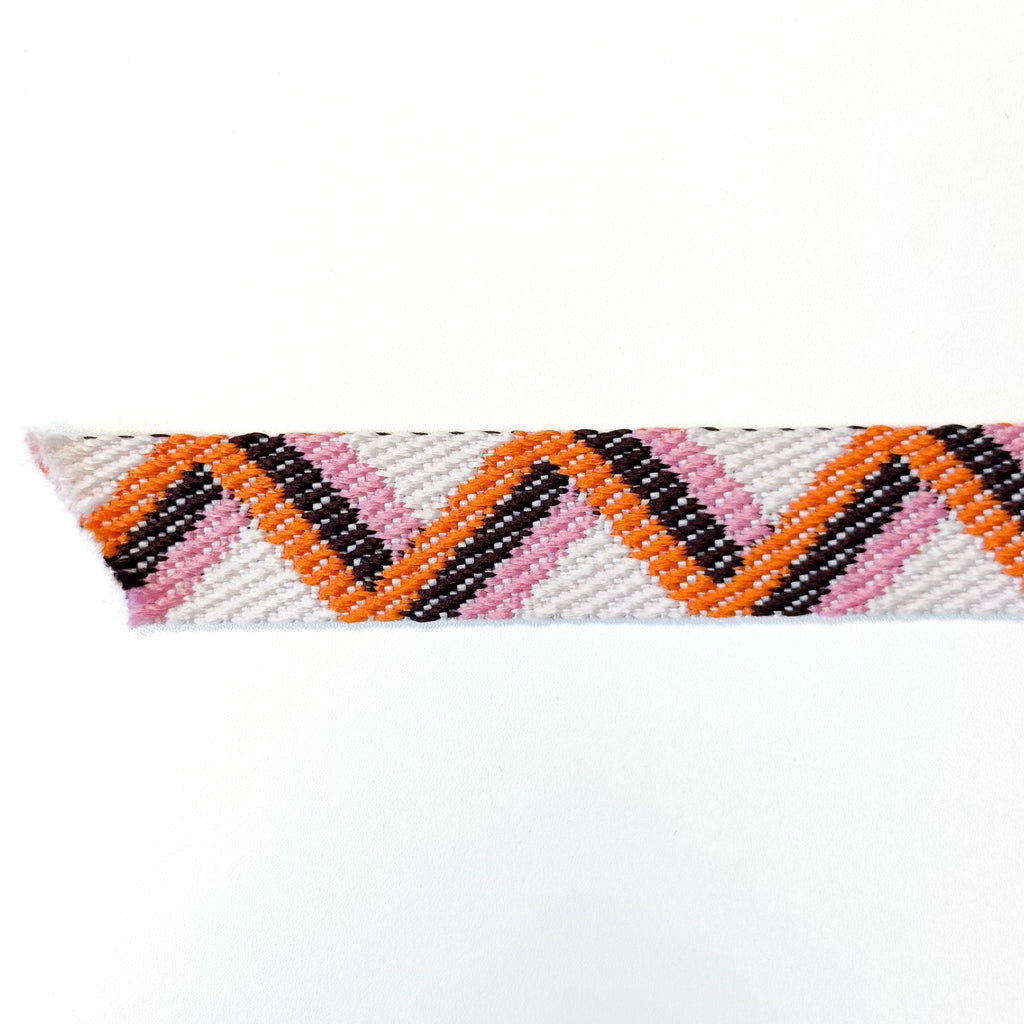 Zig-Zag Webbing - 1" wide - Pink/Orange/White
