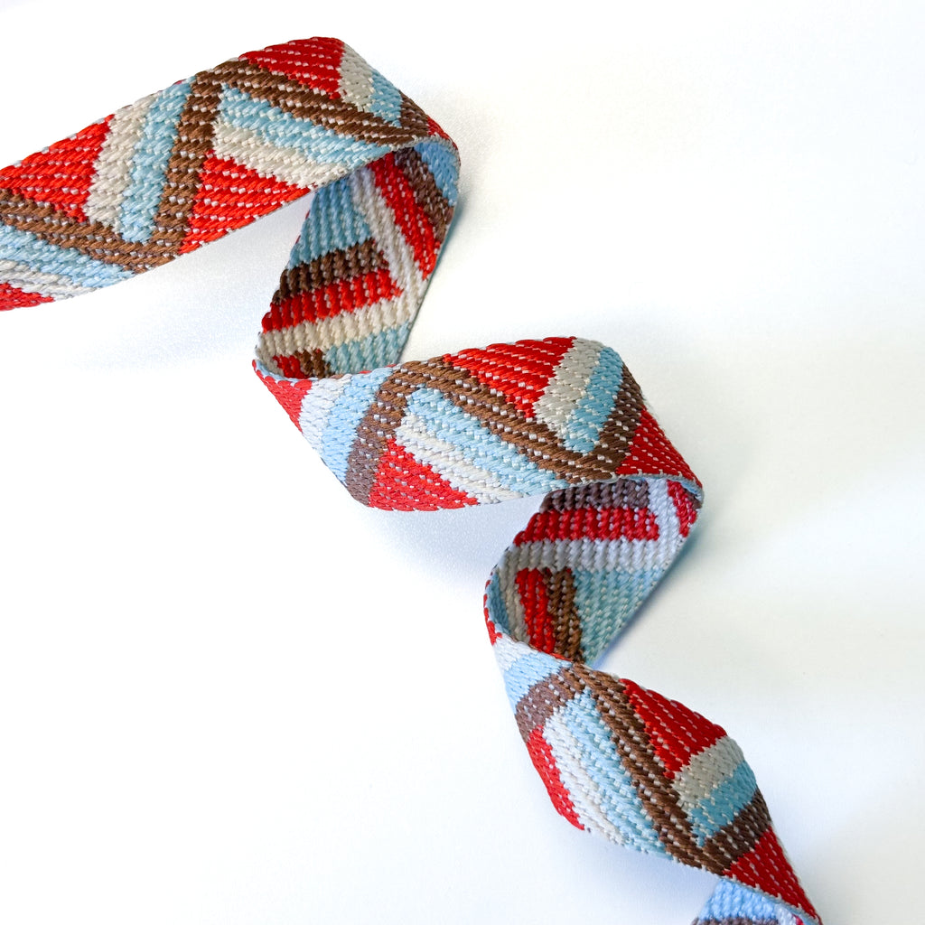Zig-Zag Webbing - 1" wide - Blue/Red/Brown