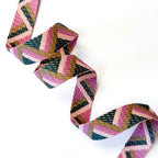 Zig-Zag Webbing - 1" wide - Pink/Green/Gold
