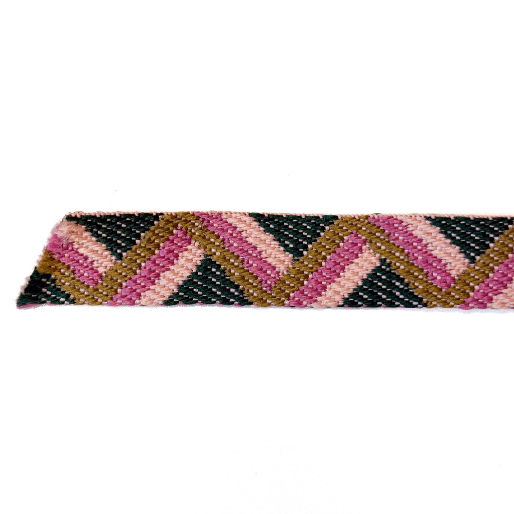 Zig-Zag Webbing - 1" wide - Pink/Green/Gold