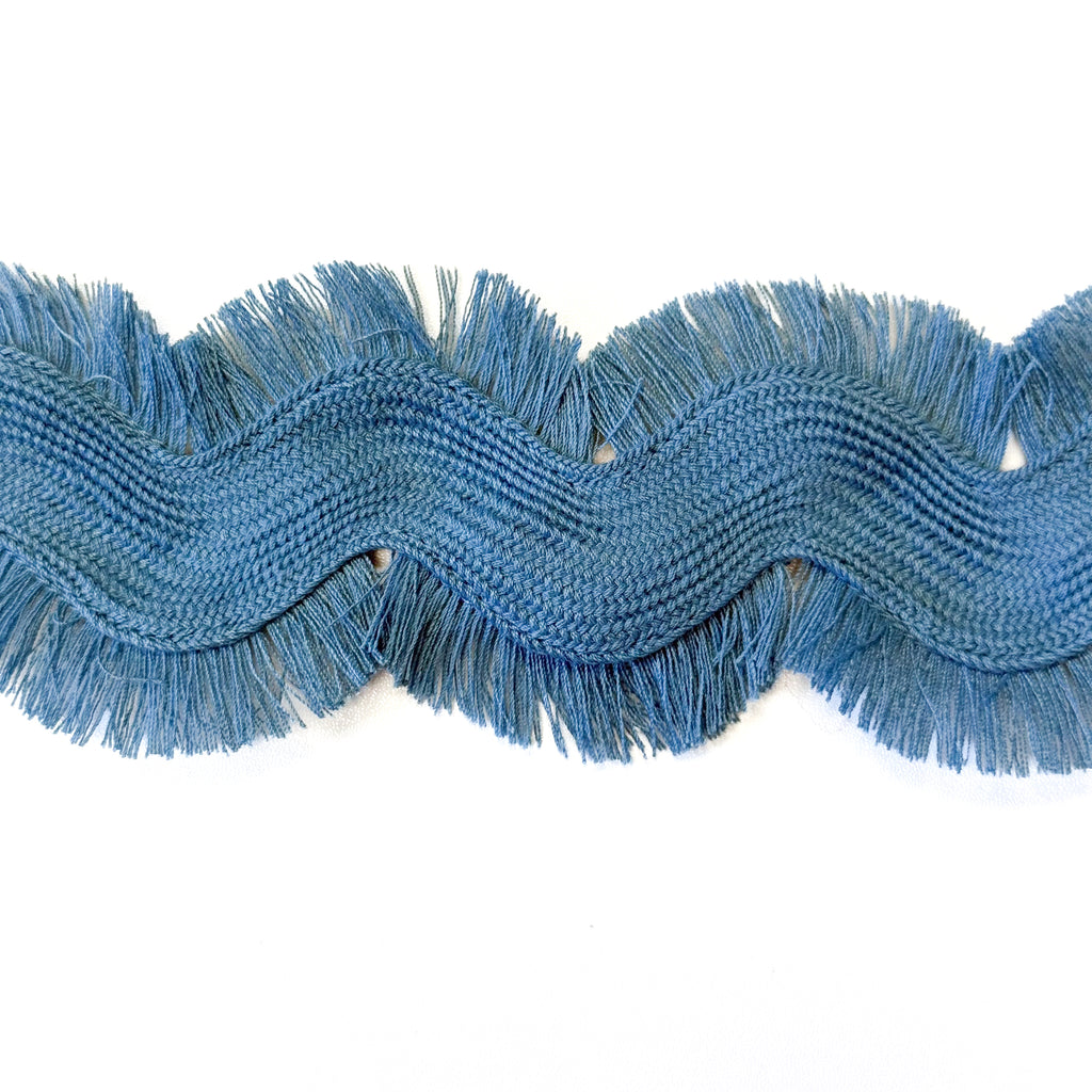 Extra Large Fringed Ric Rac Trim - Dusty Blue