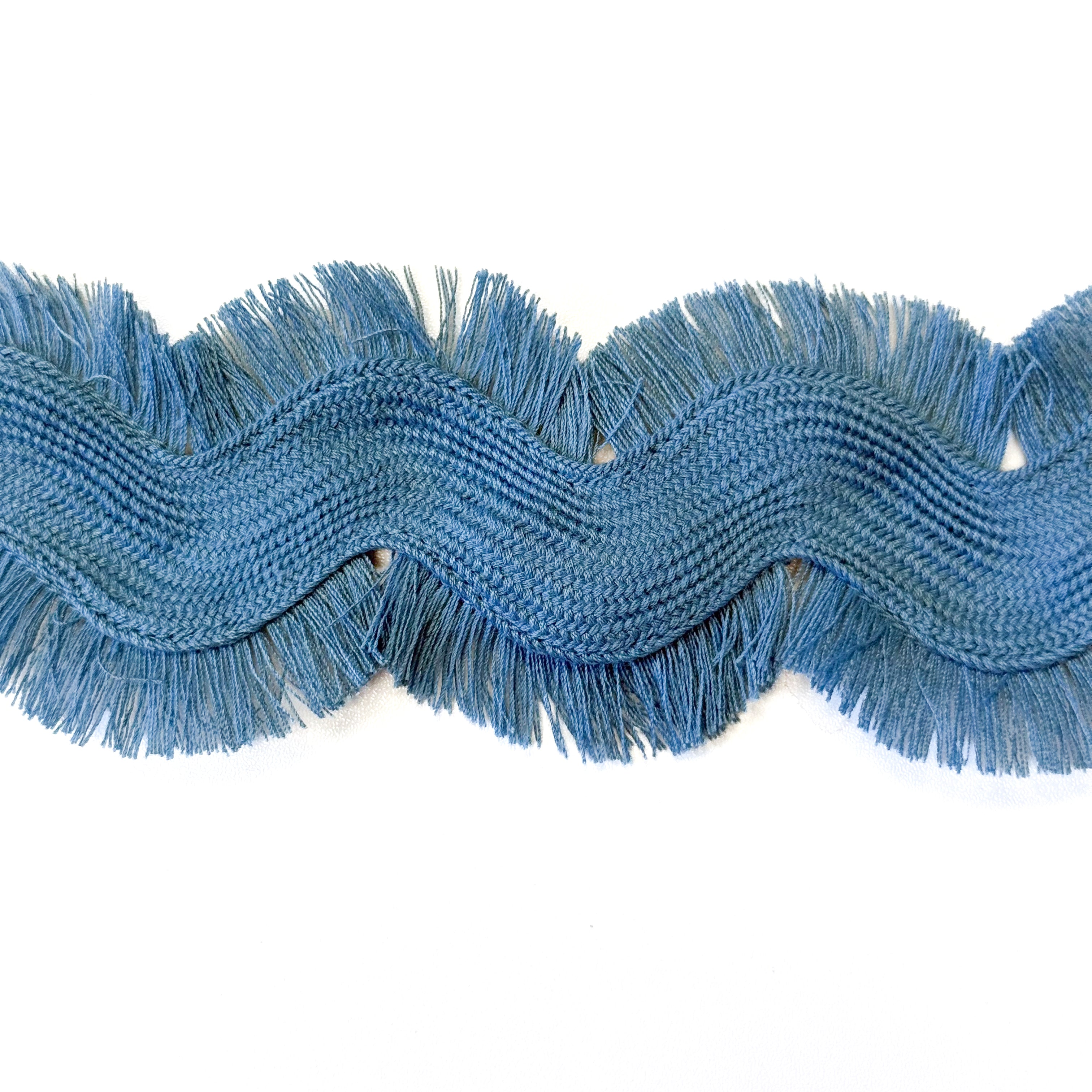 Extra Large Fringed Ric Rac Trim - Dusty Blue