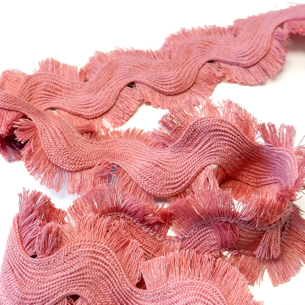 Extra Large Fringed Ric Rac Trim - Dusty Pink