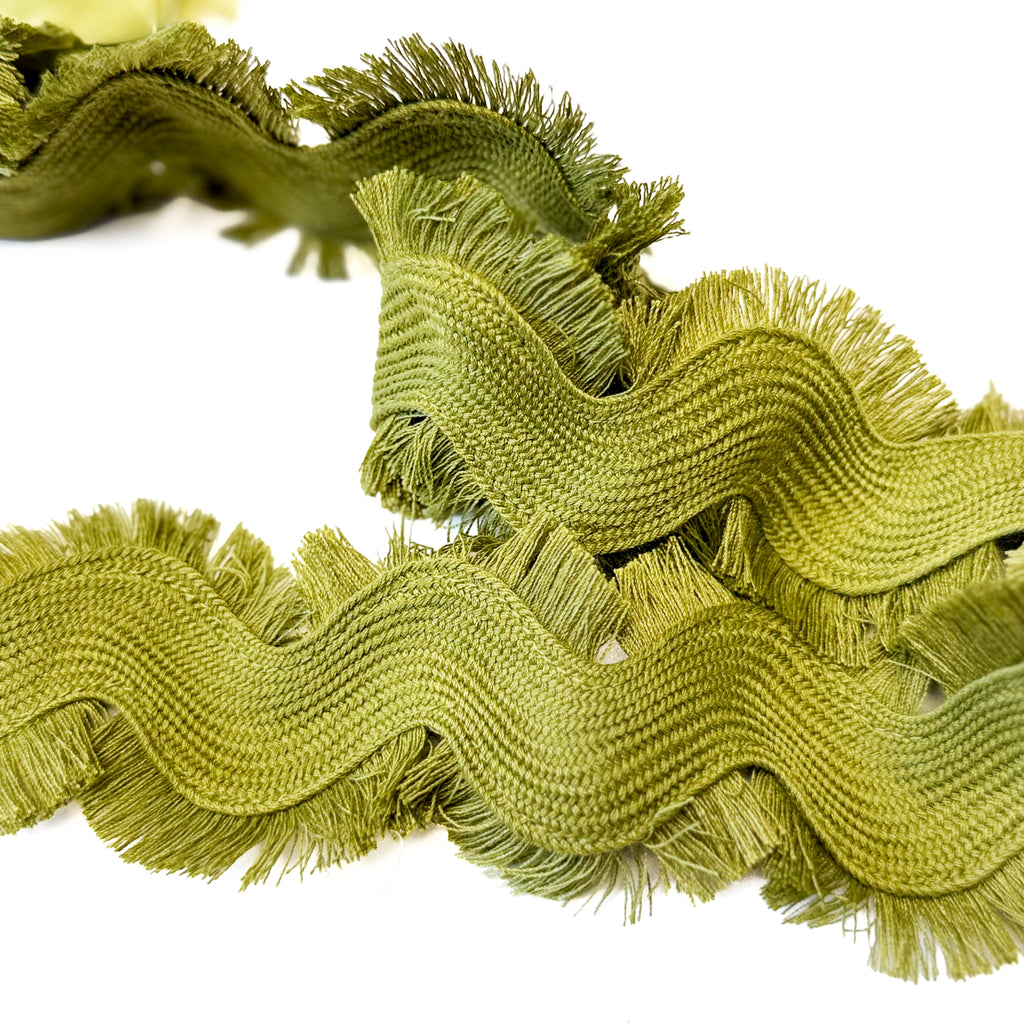 Extra Large Fringed Ric Rac Trim - Olive