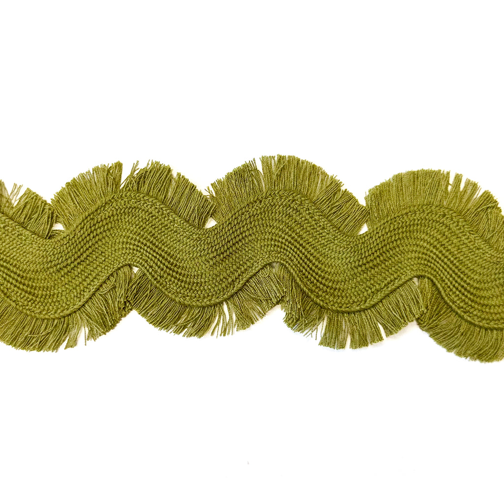 Extra Large Fringed Ric Rac Trim - Olive