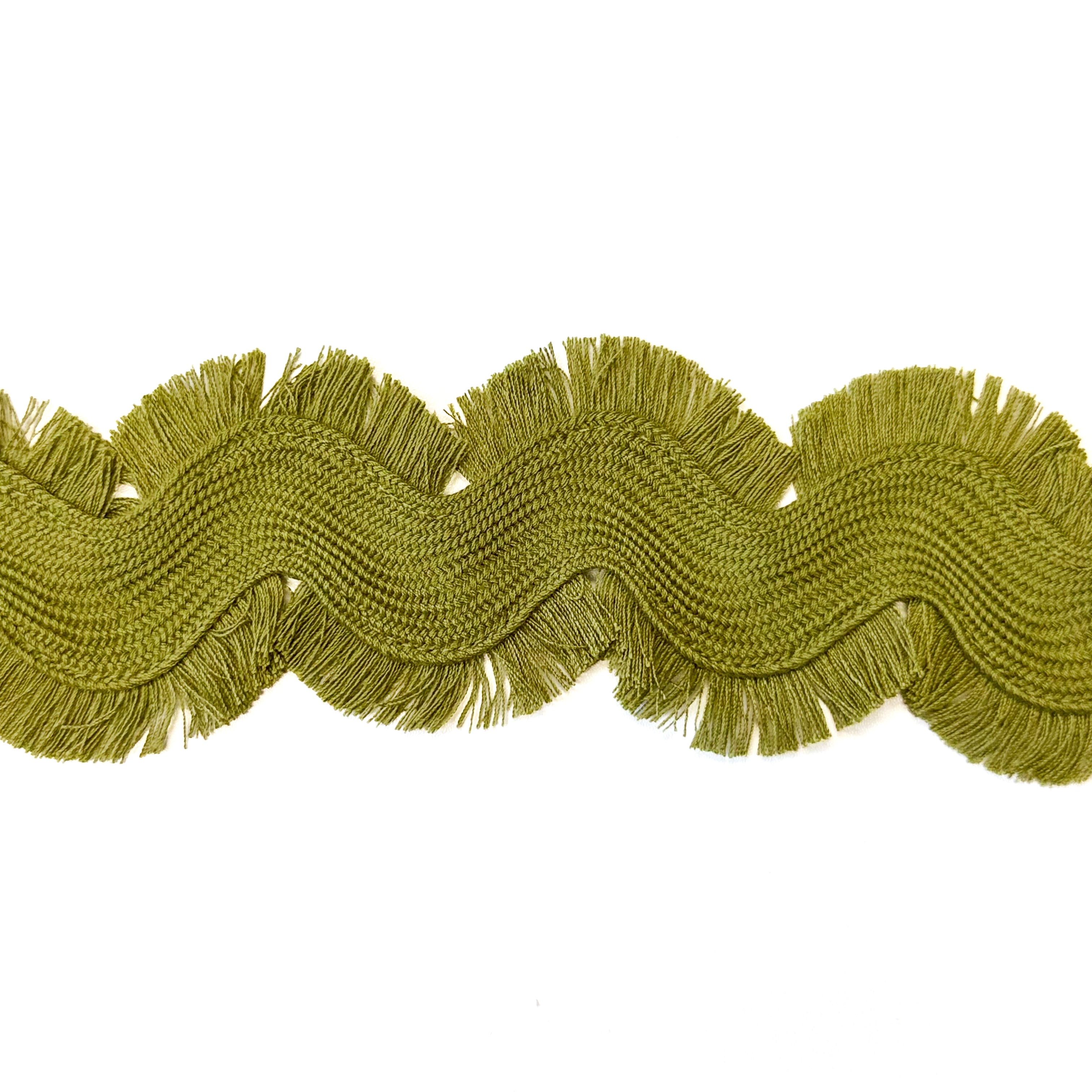 Extra Large Fringed Ric Rac Trim - Olive