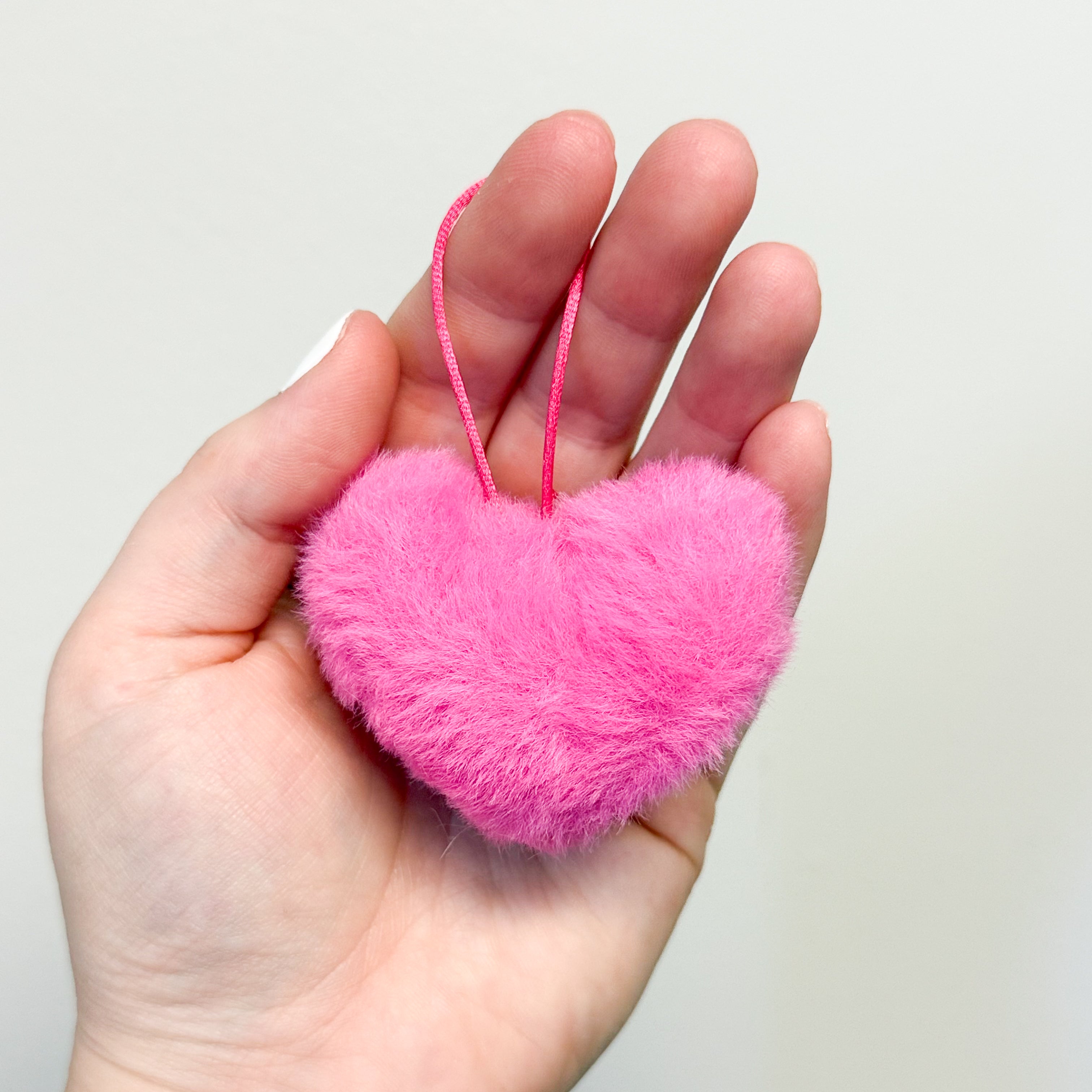 Faux Fur Heart Pom Pom - Hot Pink