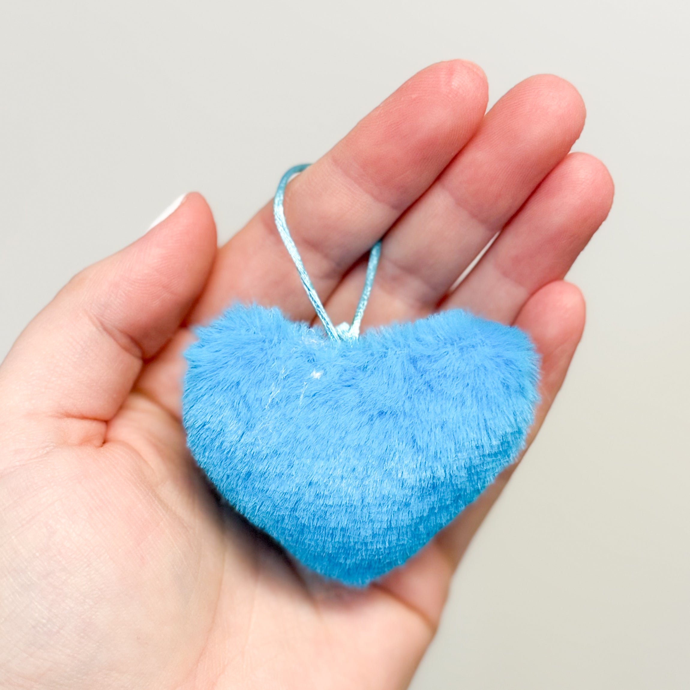 Faux Fur Heart Pom Pom - Turquoise