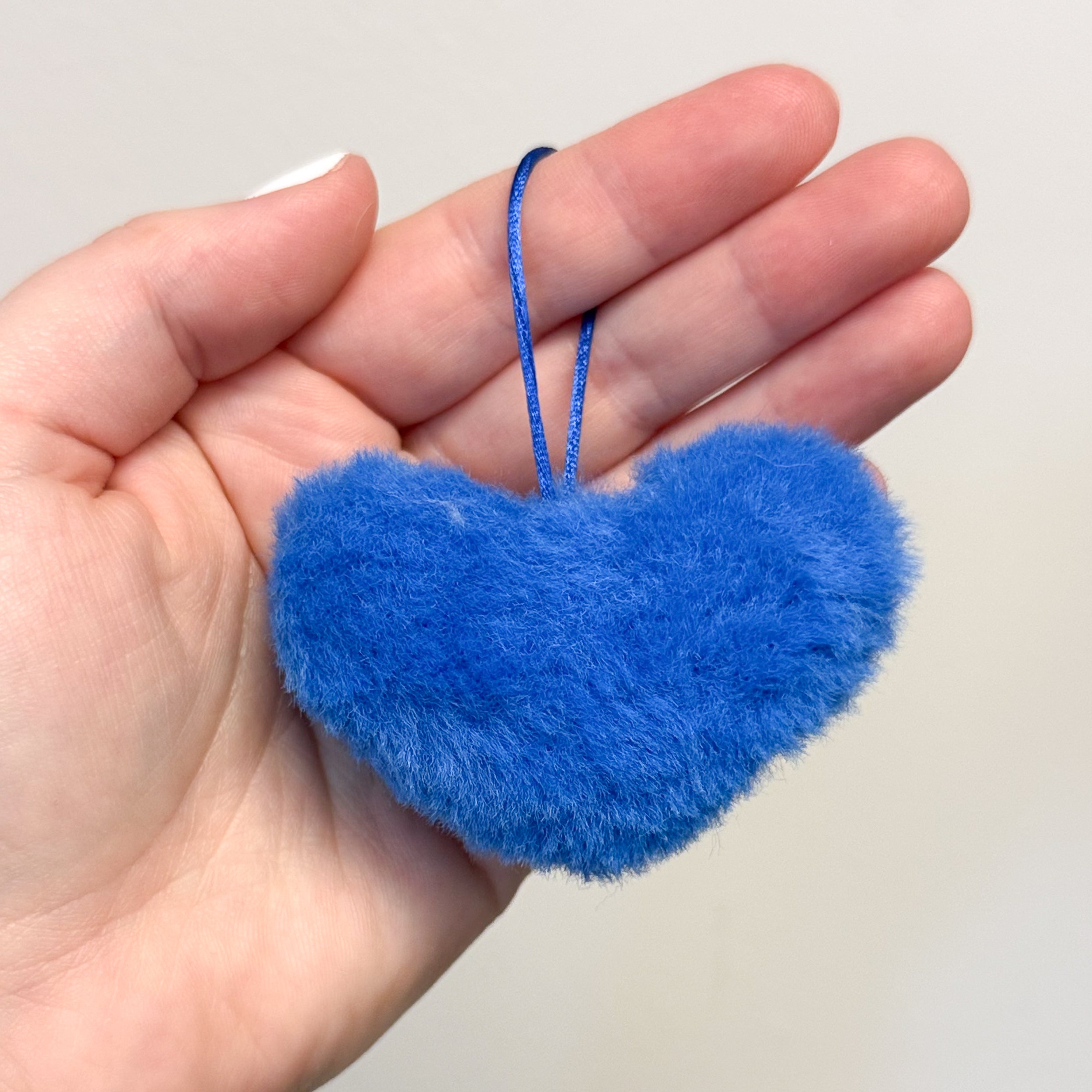 Faux Fur Heart Pom Pom - Royal Blue