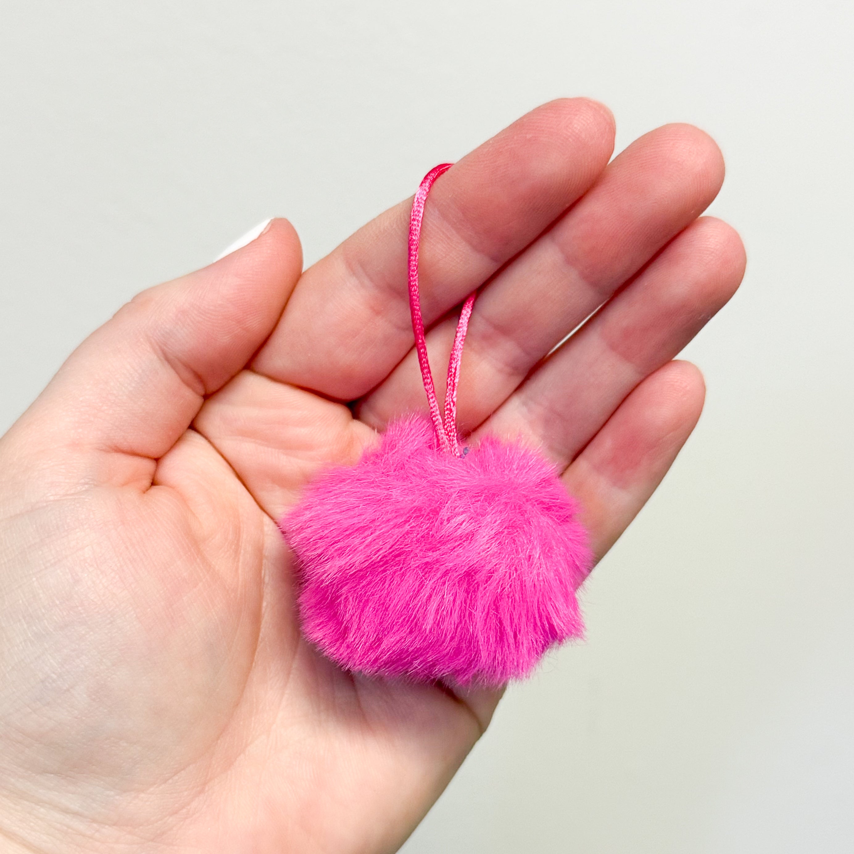 Faux Fur Round Pom Pom -Hot Pink