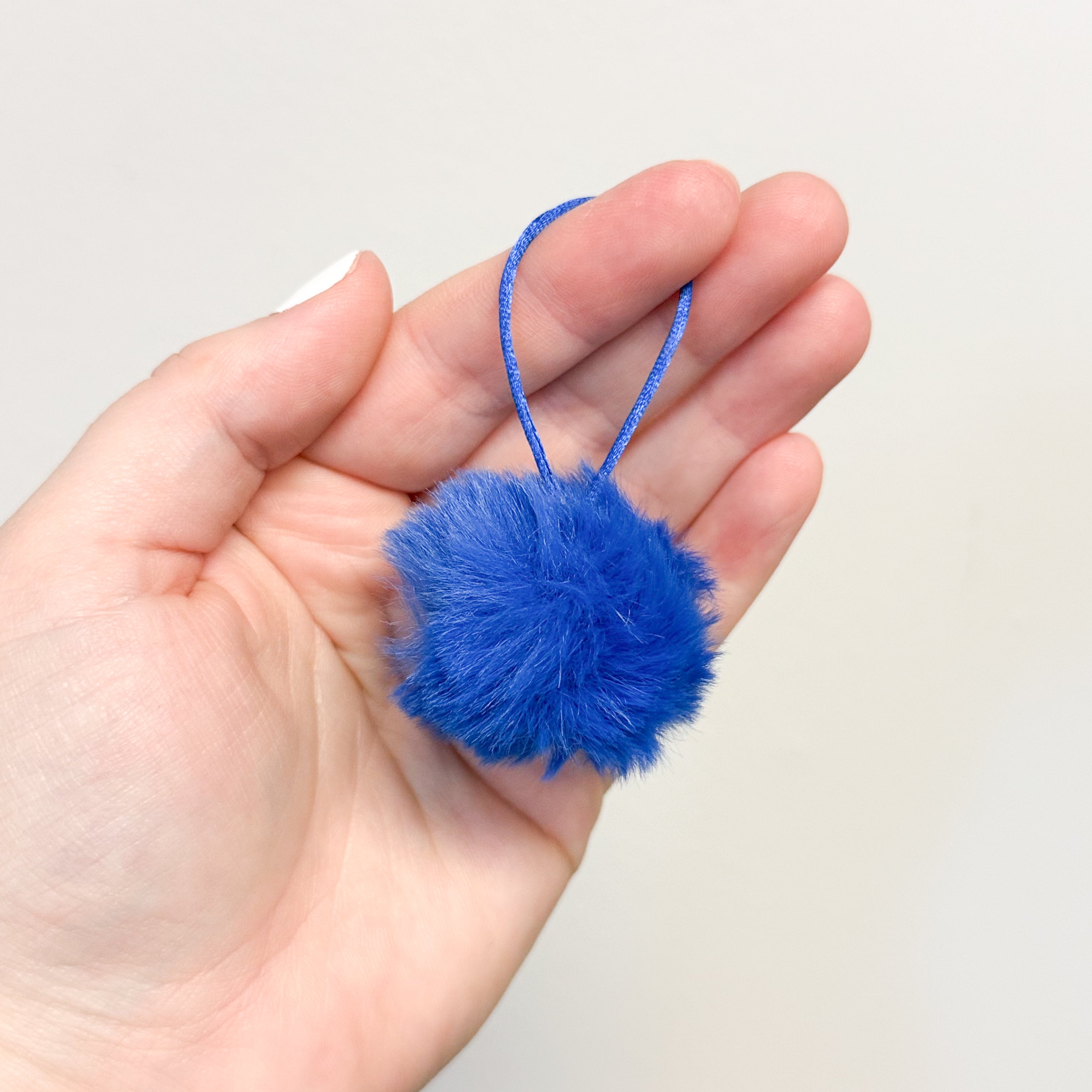 Faux Fur Round Pom Pom - Royal Blue