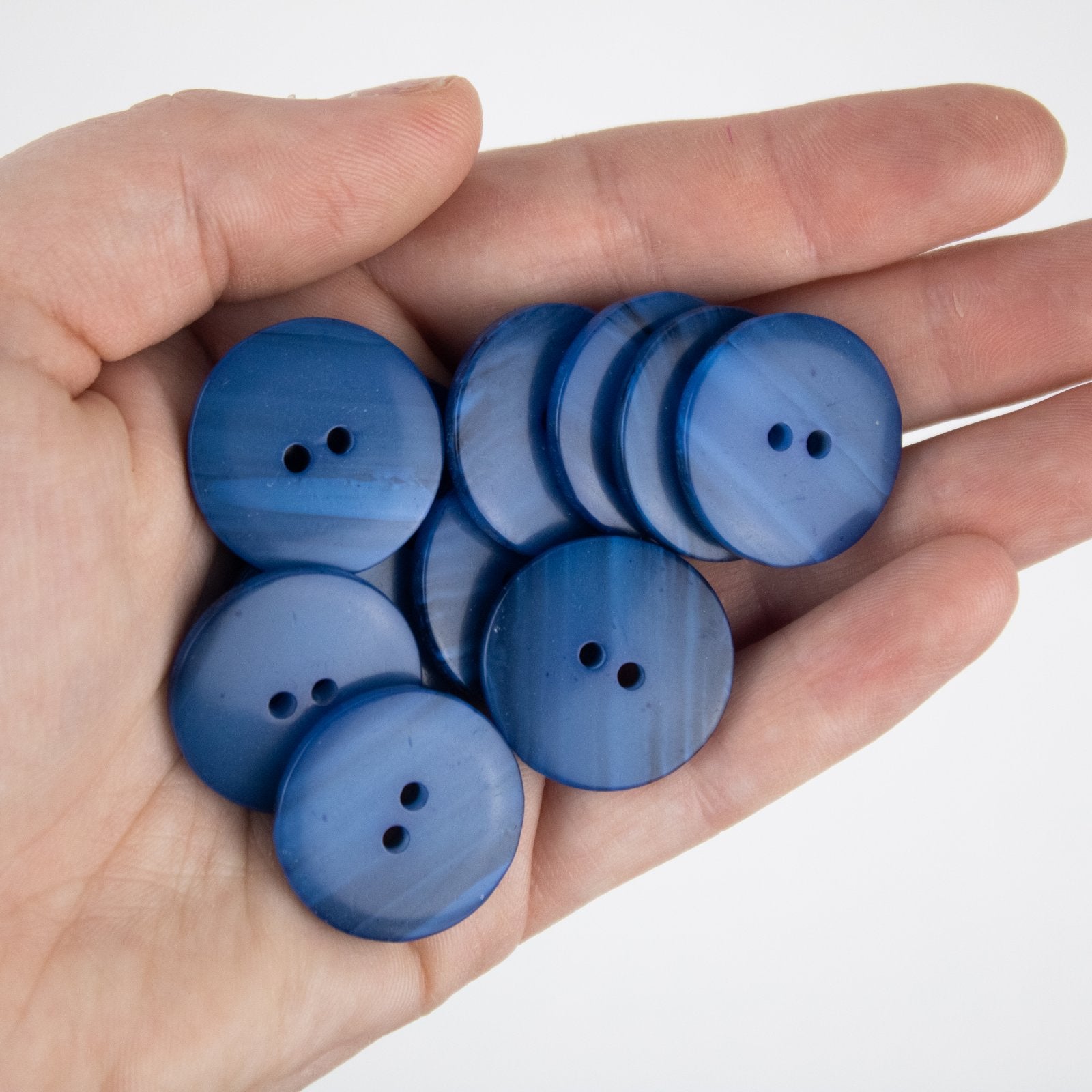 1" Polyester Button - Shiny Blue