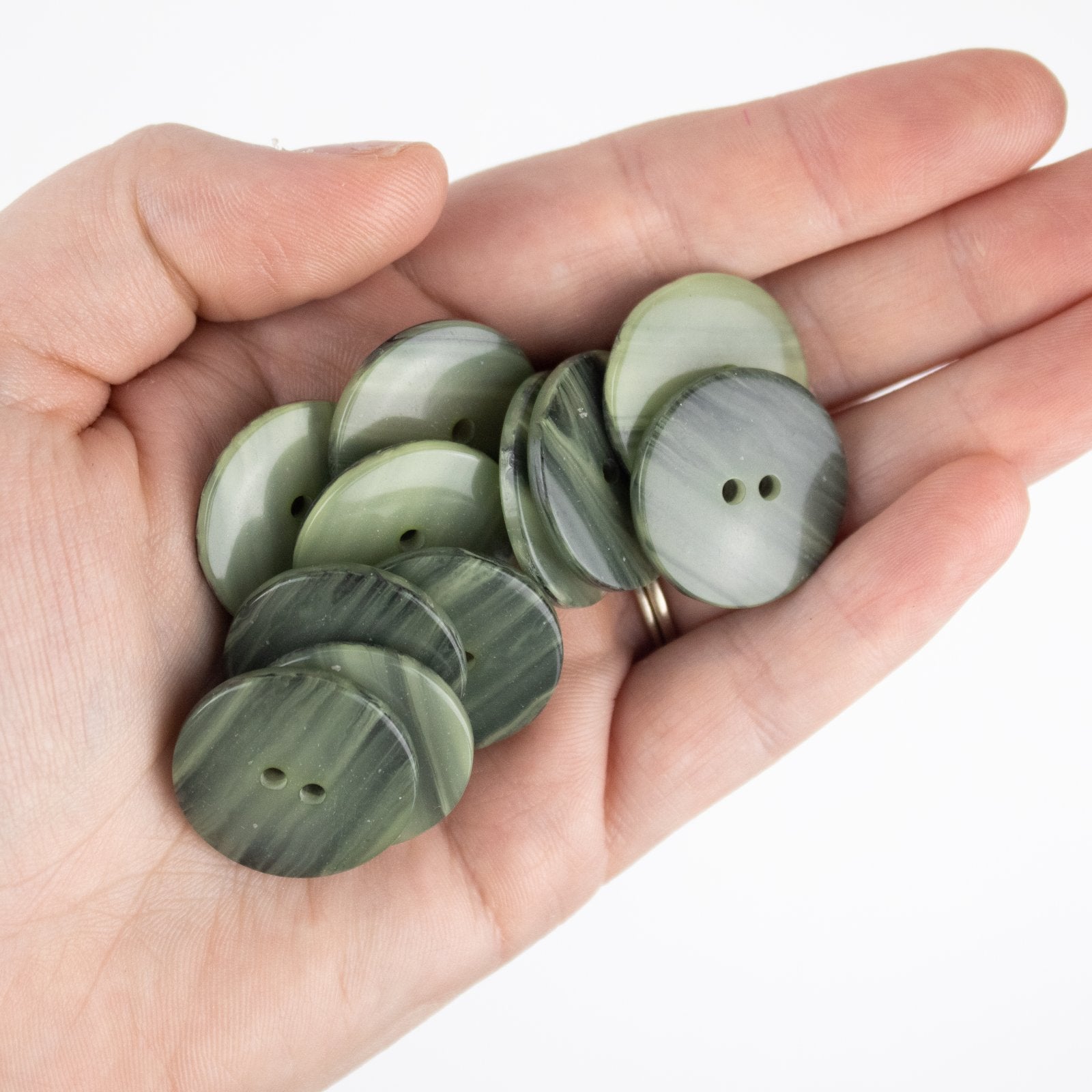 1" Polyester Button - Shiny Green