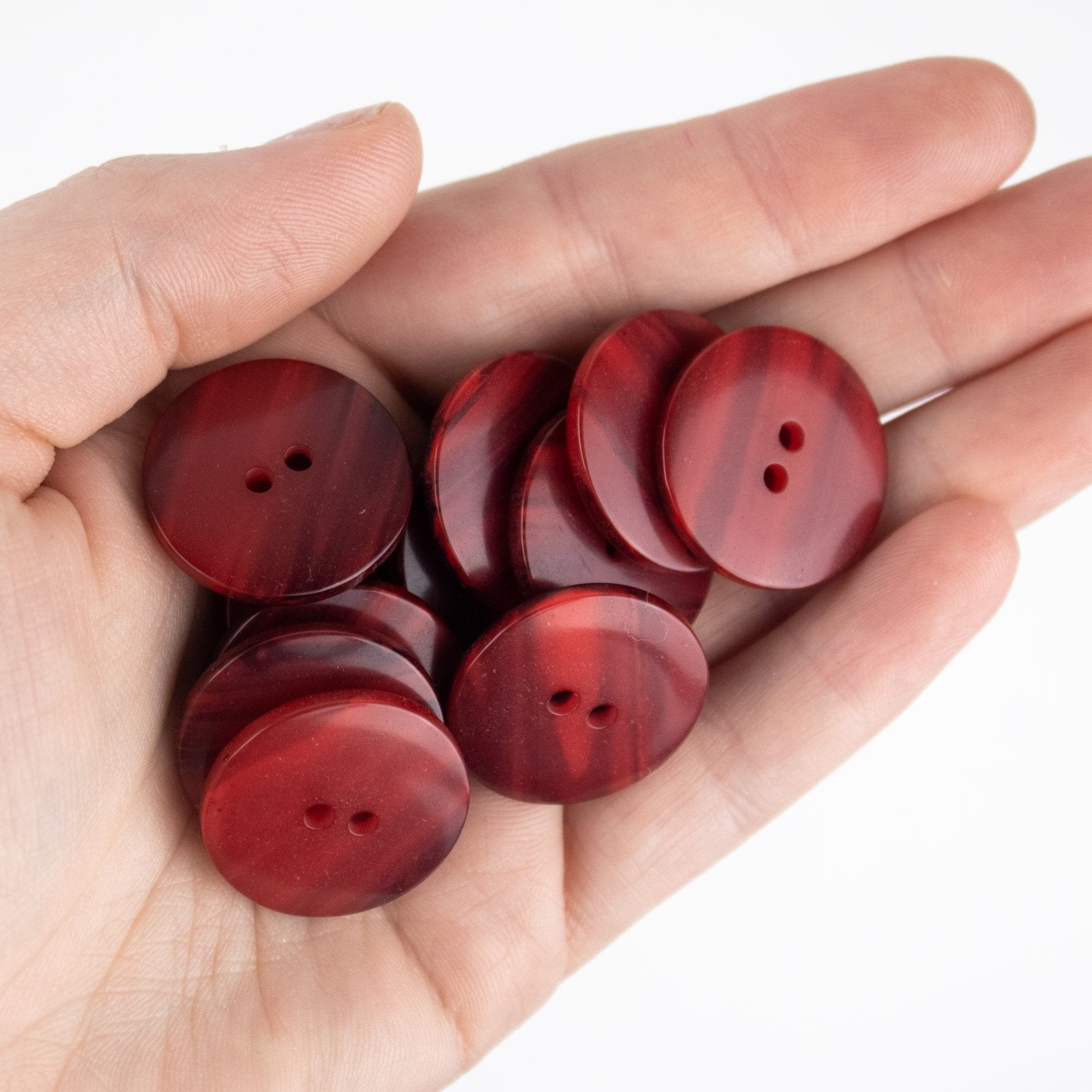 1" Polyester Button - Shiny Red