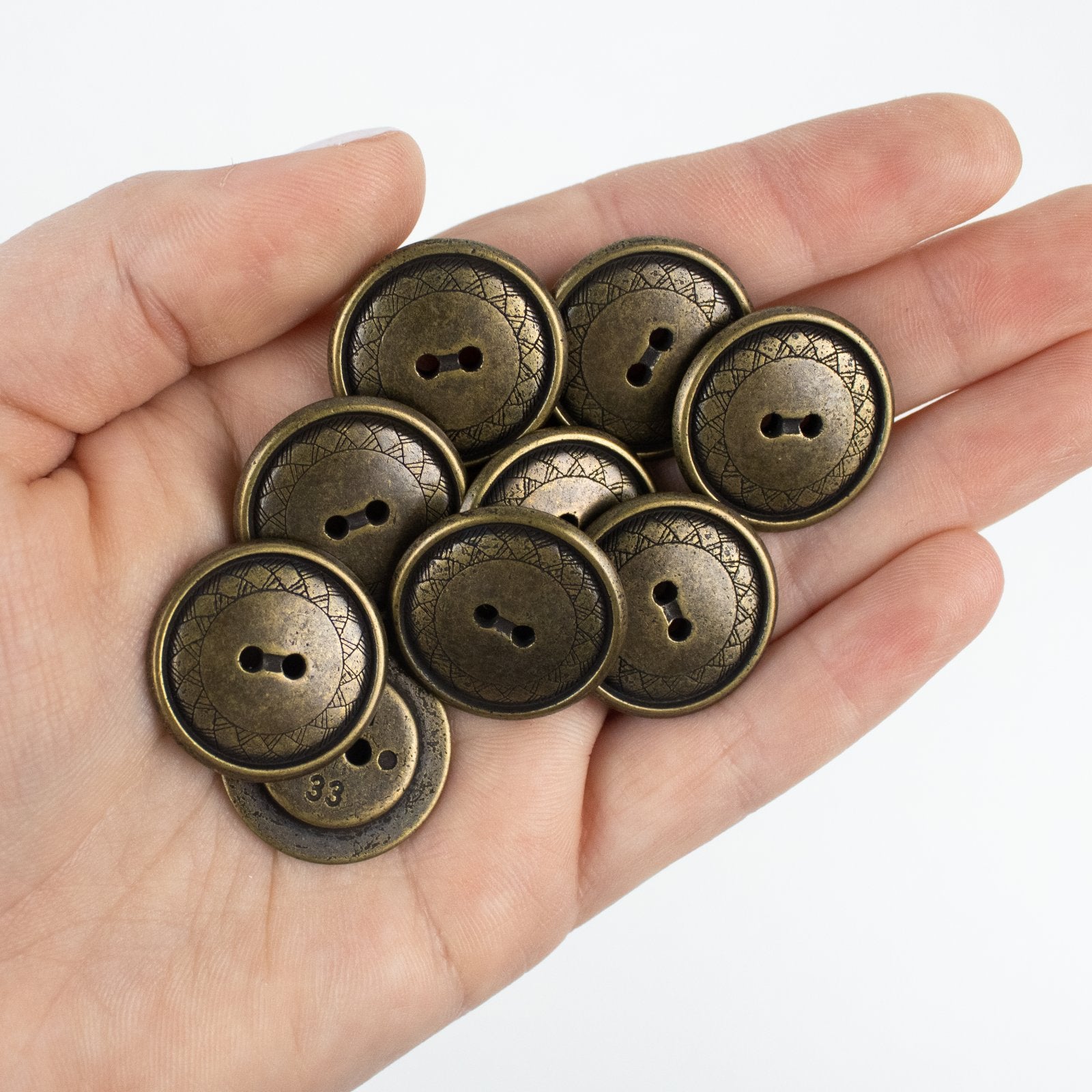 1" Metal Button - Antique Tin