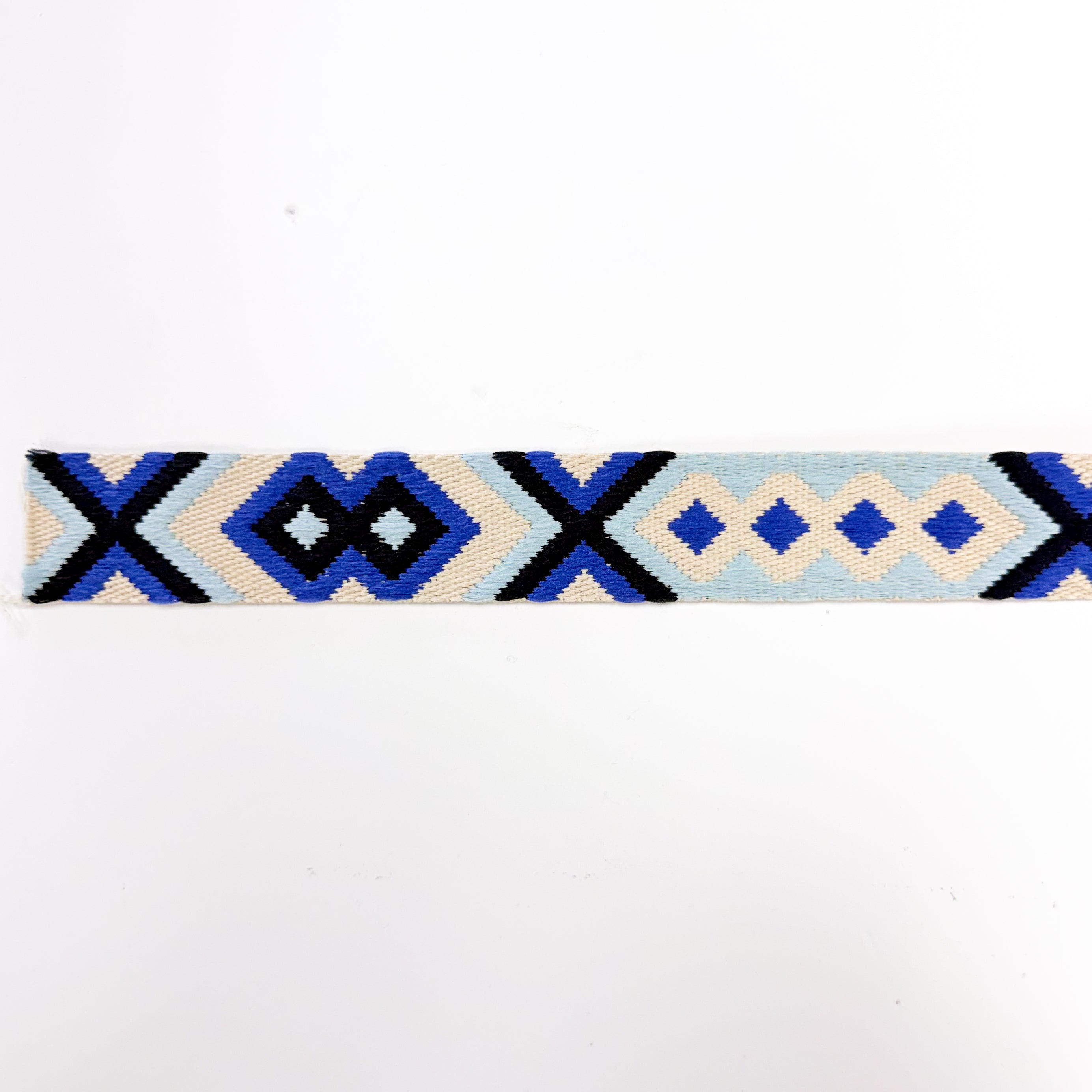Ethnic Style Jacquard Webbing - 1-1/2" - Blue/Navy/Cream