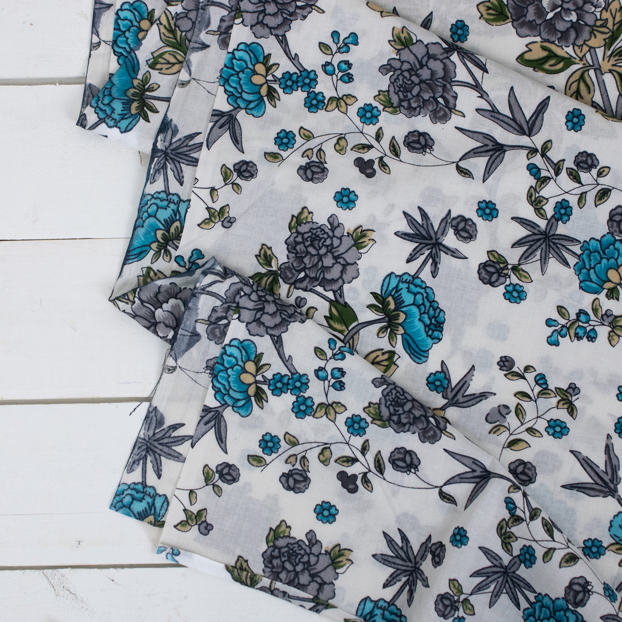 Block Print Floral - Turquoise