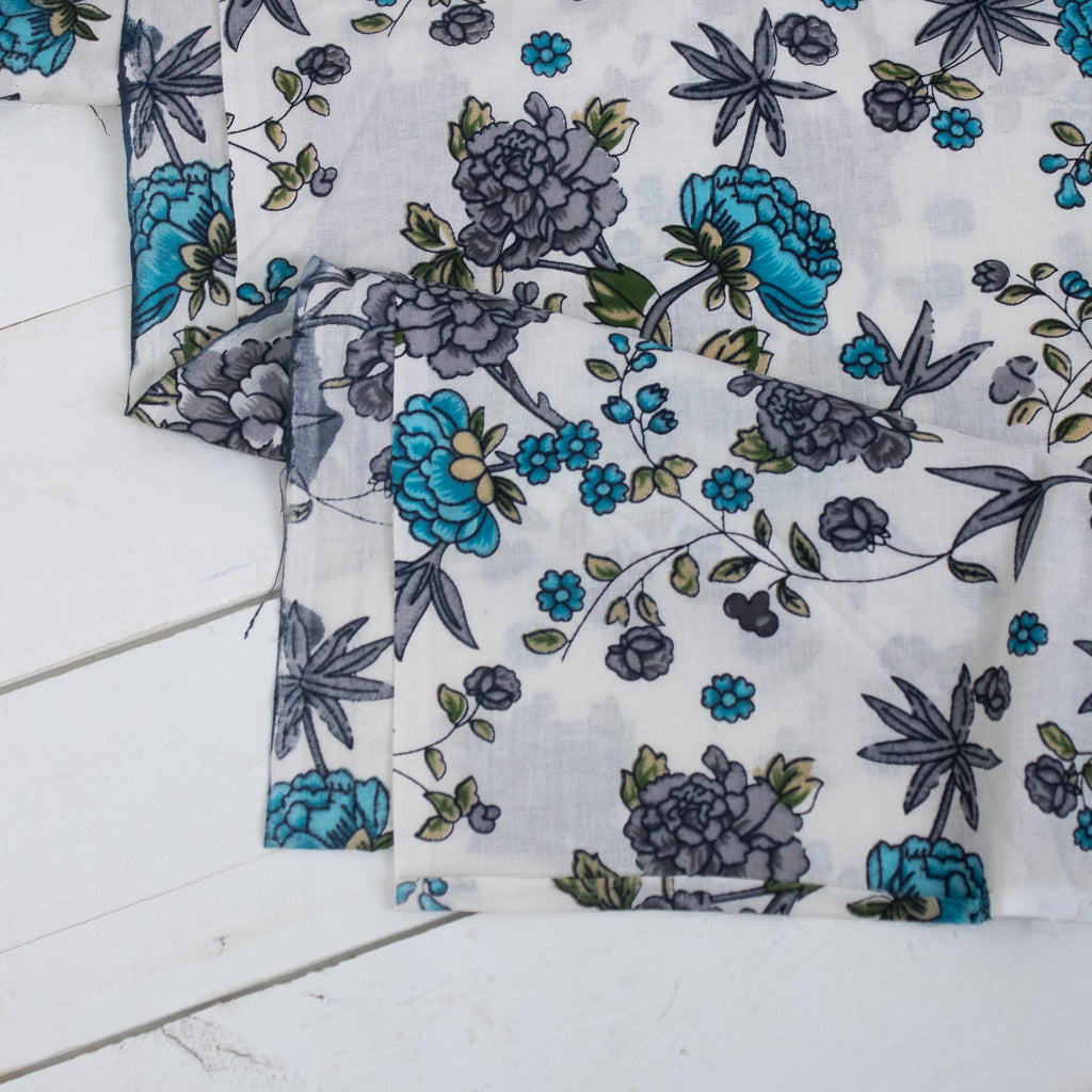 Block Print Floral - Turquoise