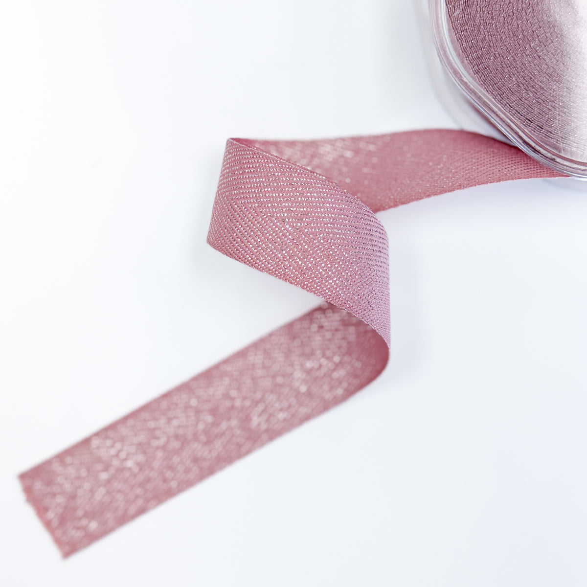 Pink Ribbon Metal Sparkle Metallic Twill Ribbon - 1
