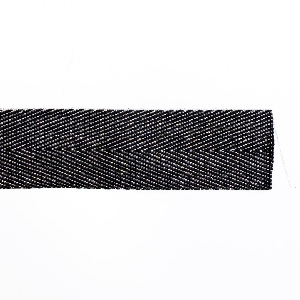 Sparkle Metallic Twill Ribbon - 1" - Black (col. 14)