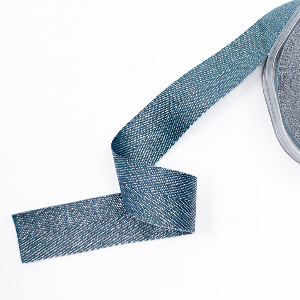 Sparkle Metallic Twill Ribbon - 1" - Blue (col. 21)