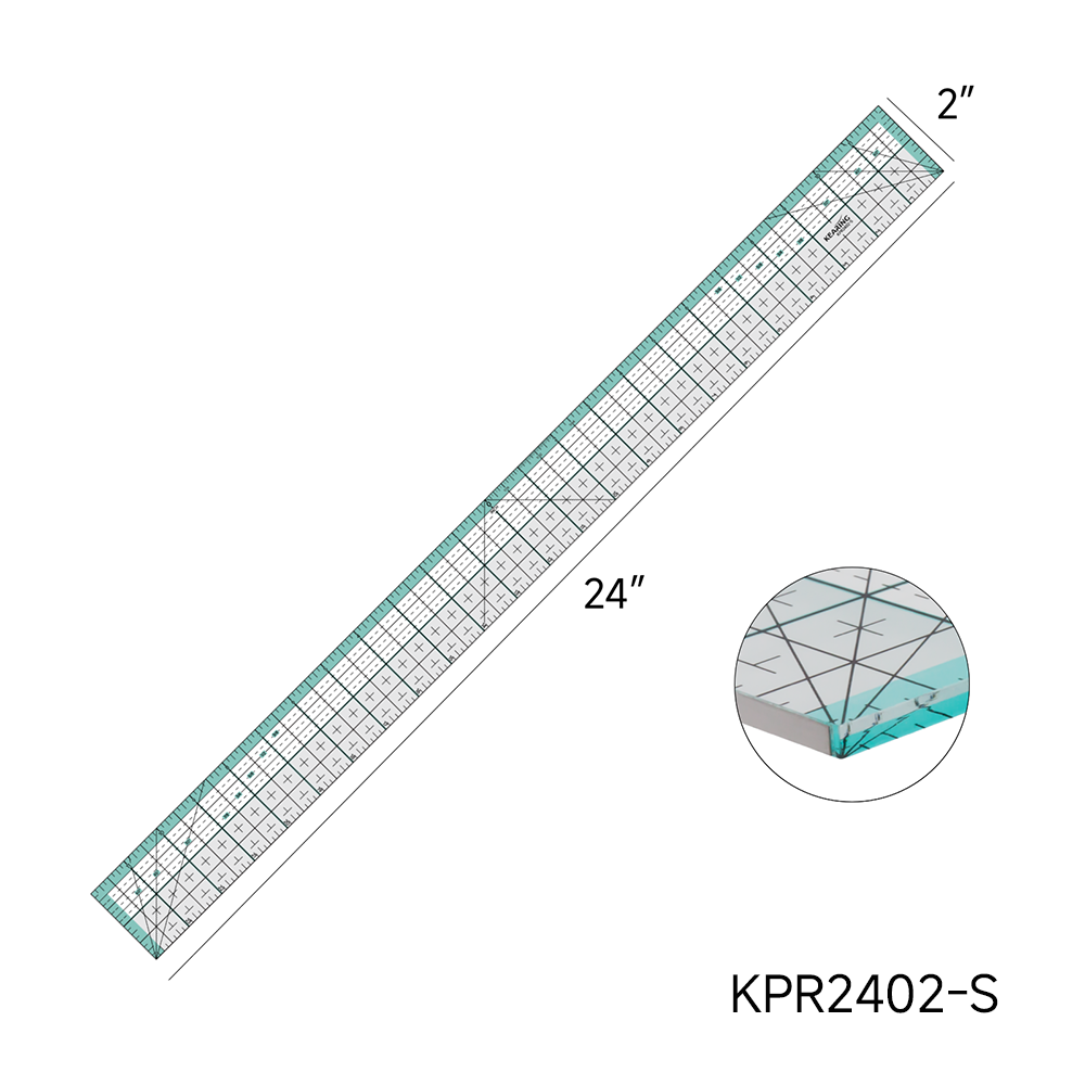 Patchwork Quilting Ruler w/Metal Edge - 24"x2"