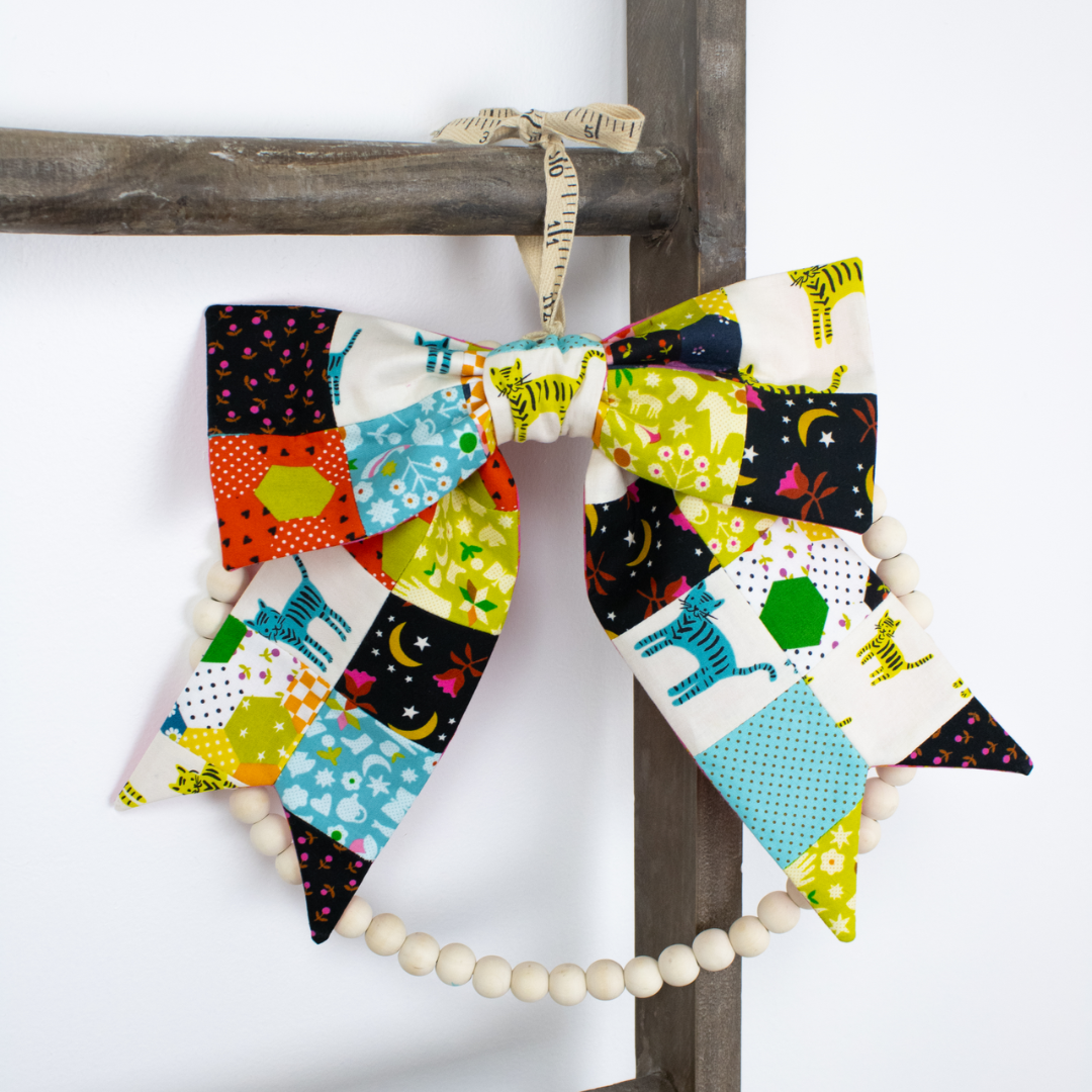 kids mini-camp: patchwork bow wreath