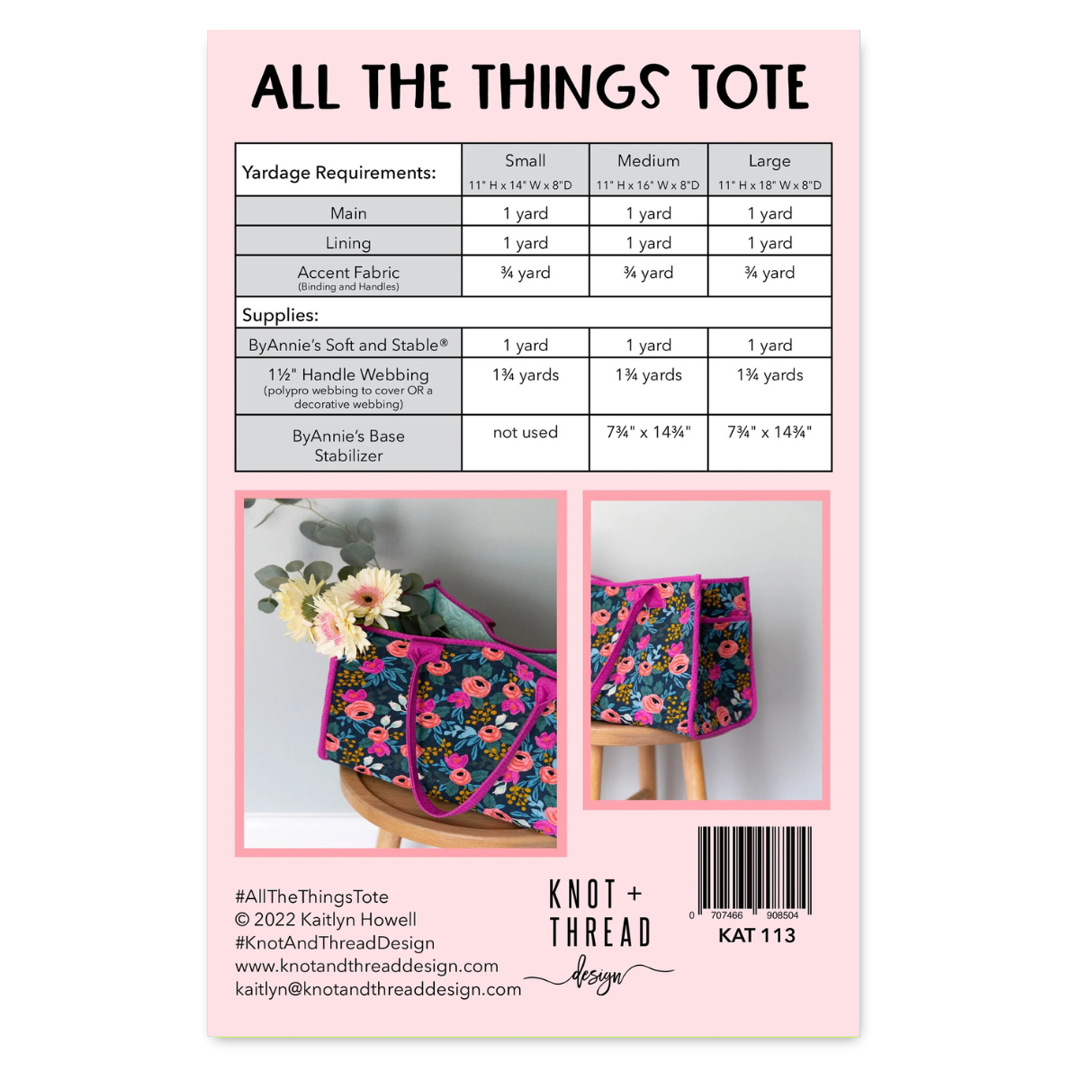 Knot and Thread Designs - All the Things Tote Pattern