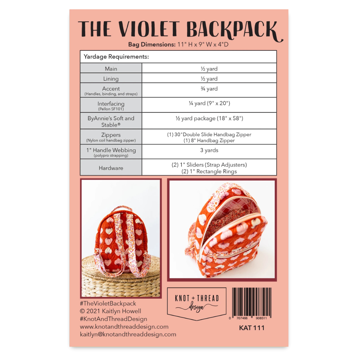 Knot and Thread Designs - The Violet Backpack
