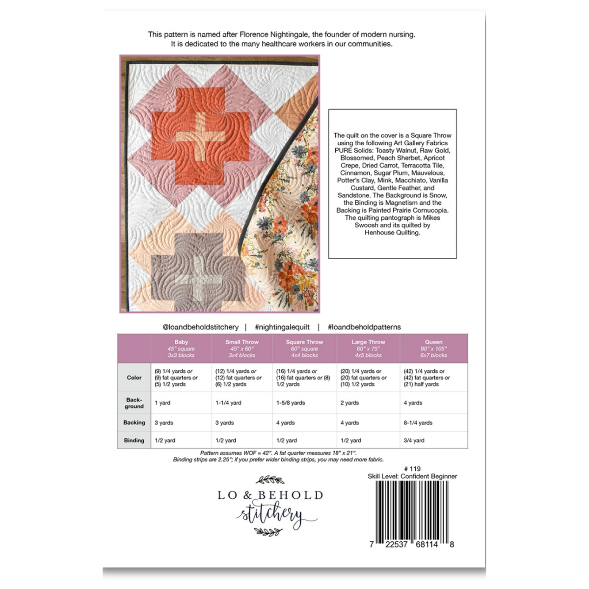 Lo & Behold Stitchery - Nightingale Quilt Pattern