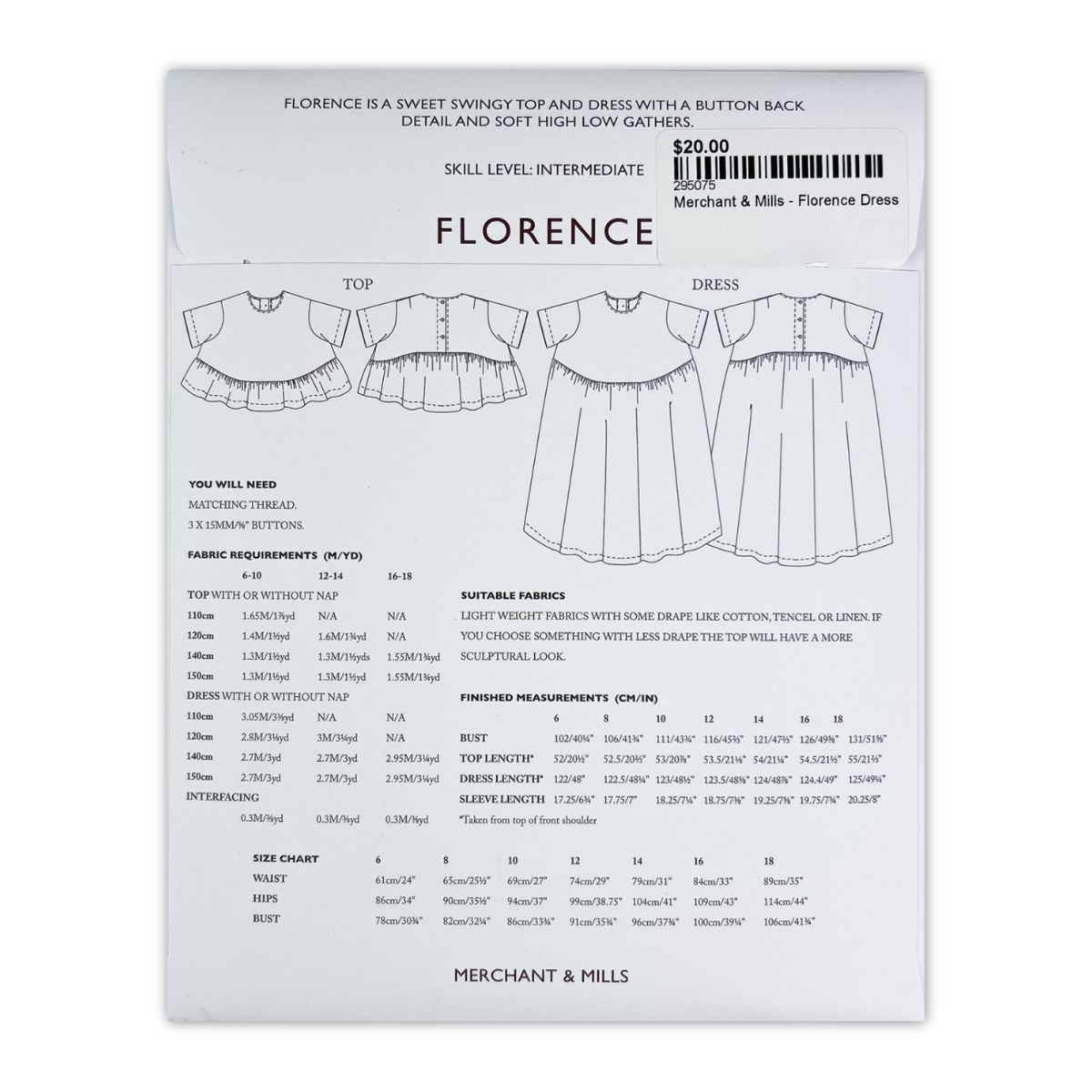 Merchant & Mills - Florence Sizes 6-18