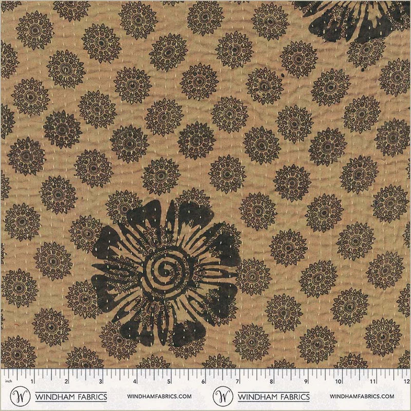 Kantha Cloth - Medallion - Taupe
