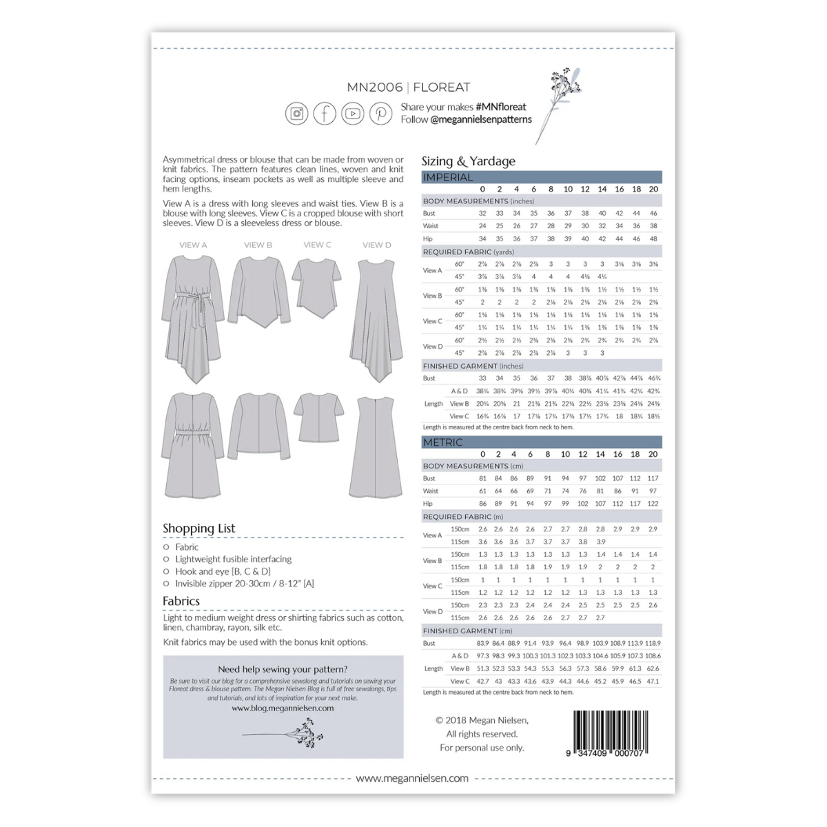 Megan Nielsen Patterns - Floreat