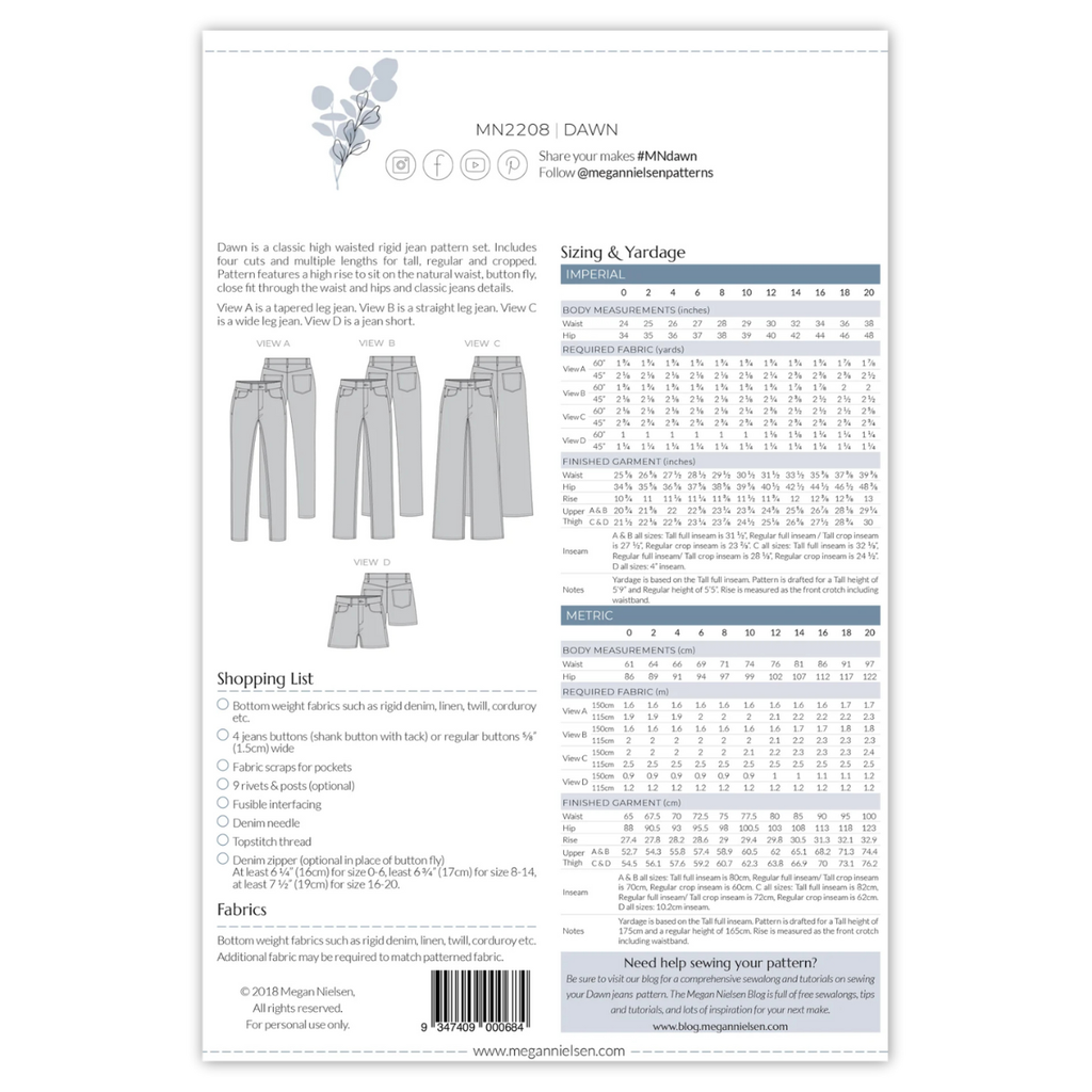 Megan Nielsen Patterns - Dawn Jeans