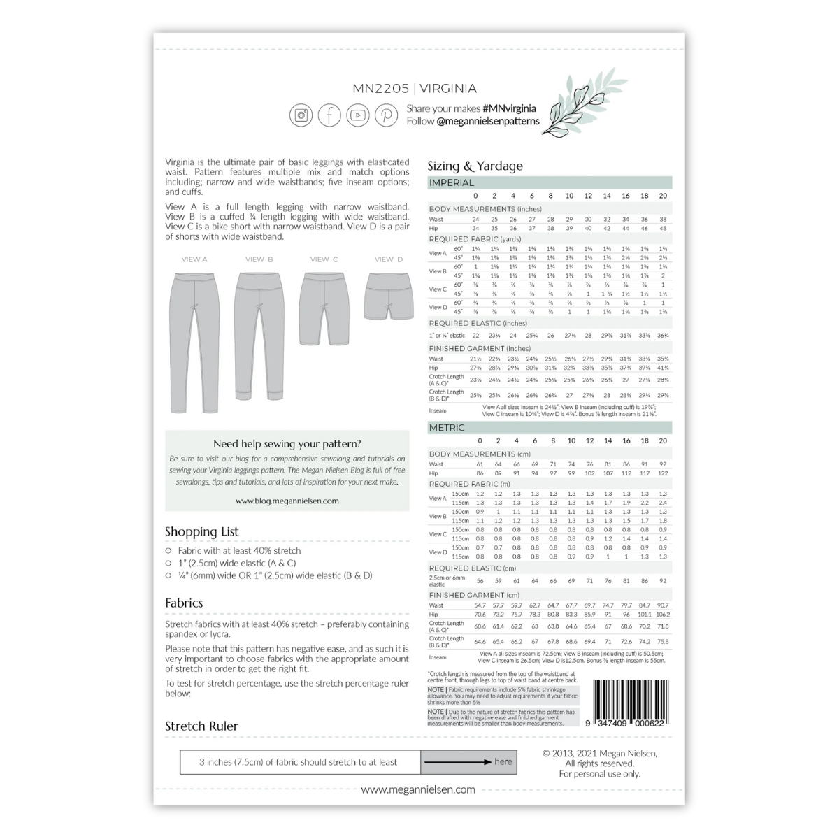 Megan Nielsen Patterns - Virginia Leggings