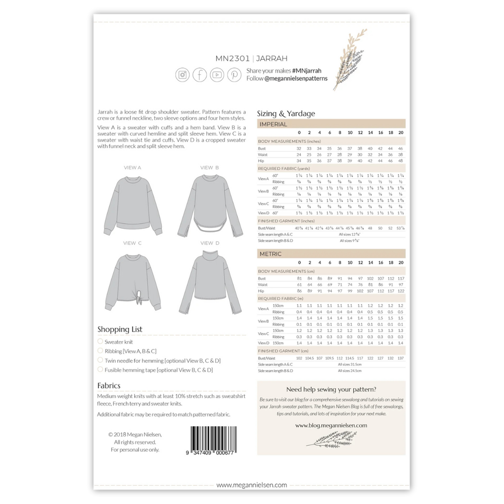 Megan Nielsen Patterns - Jarrah Sweater