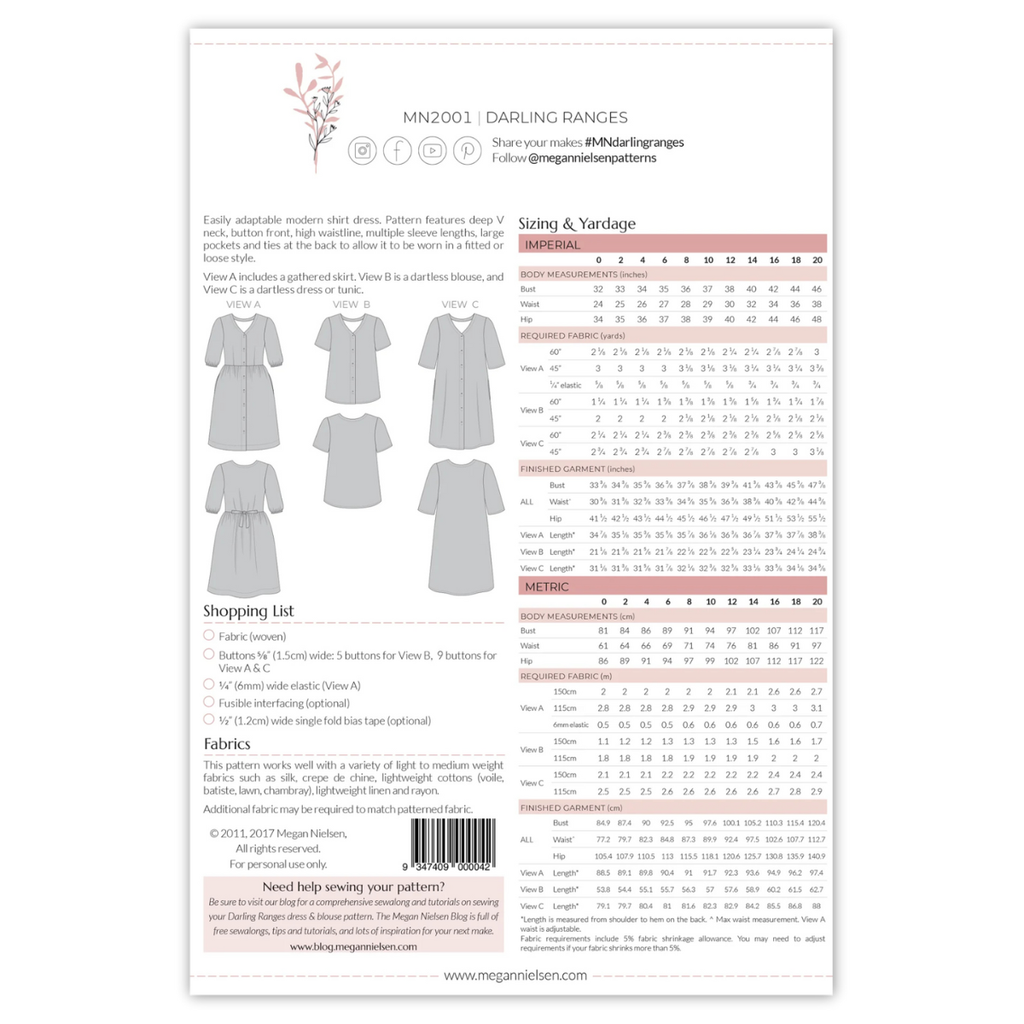 Megan Nielsen Patterns - Darling Ranges
