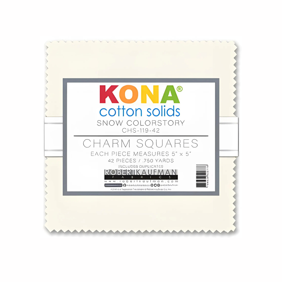 Kona Cotton Solids 5" Charm Pack - Snow