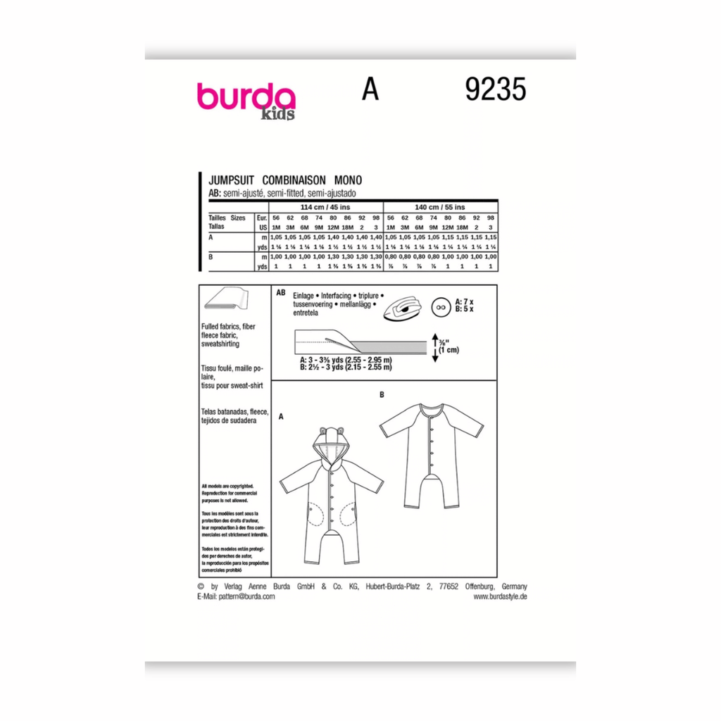 Burda Style - Baby Romper Jumpsuit - #9235