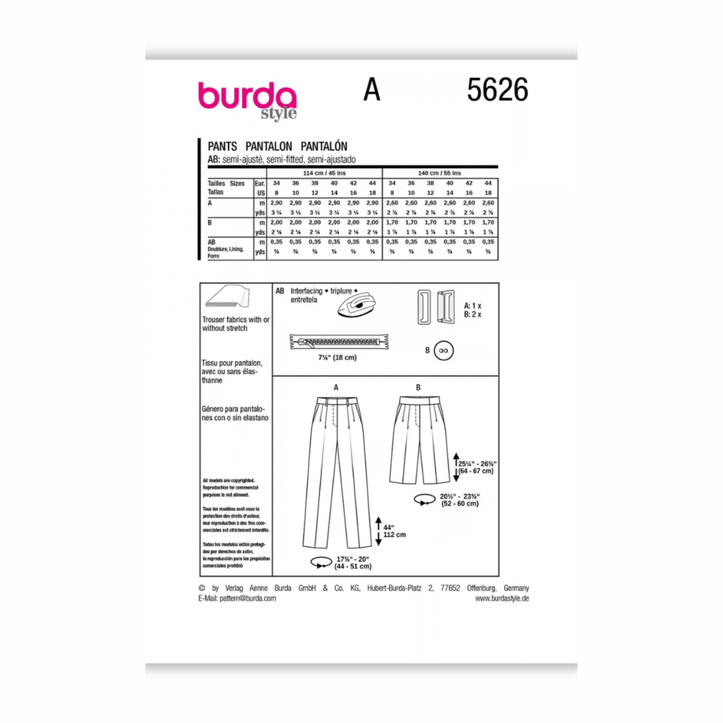 Burda Style - Women's Pants & Shorts #5626