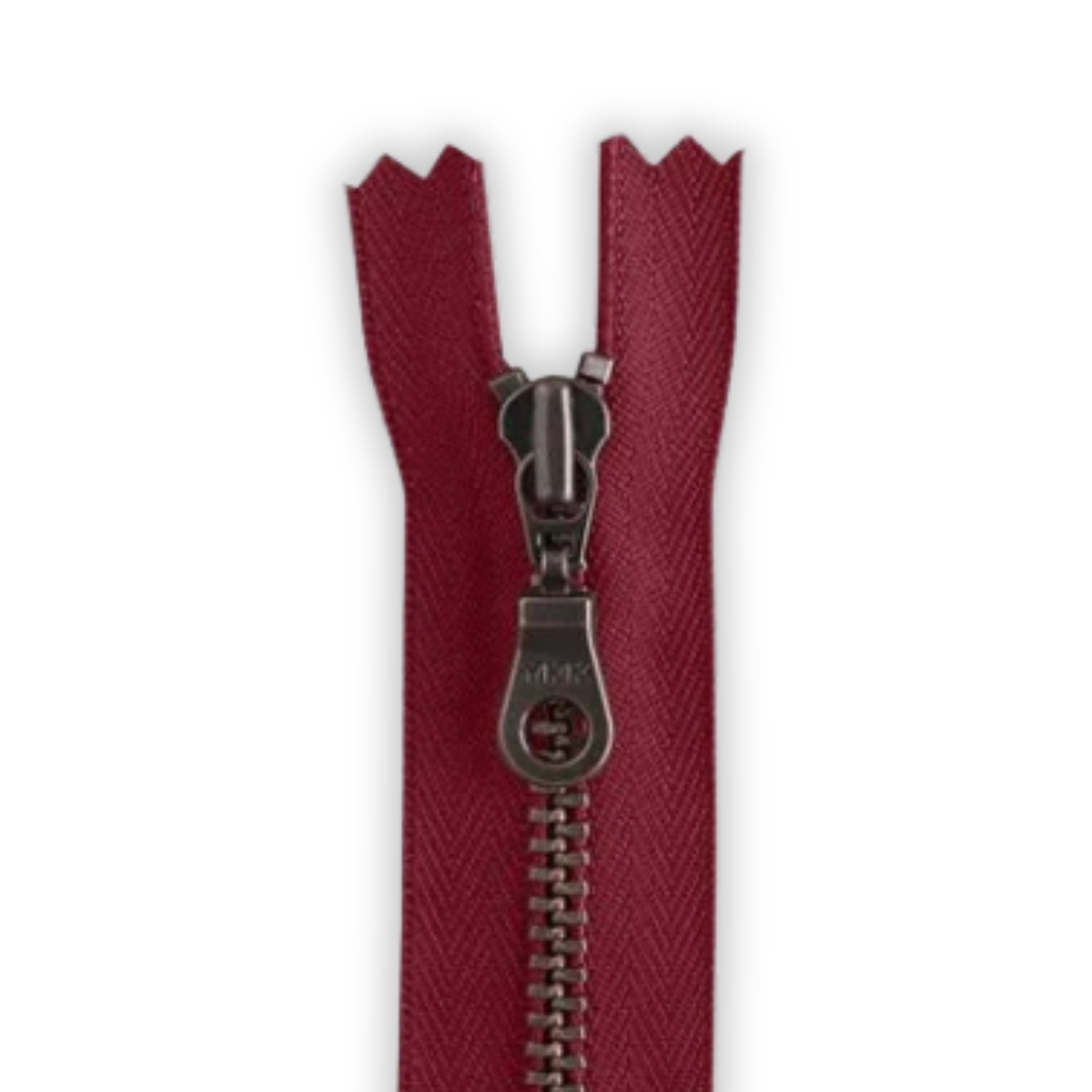 YKK Metal Zipper - Cranberry with Antique Brass Donut Pull