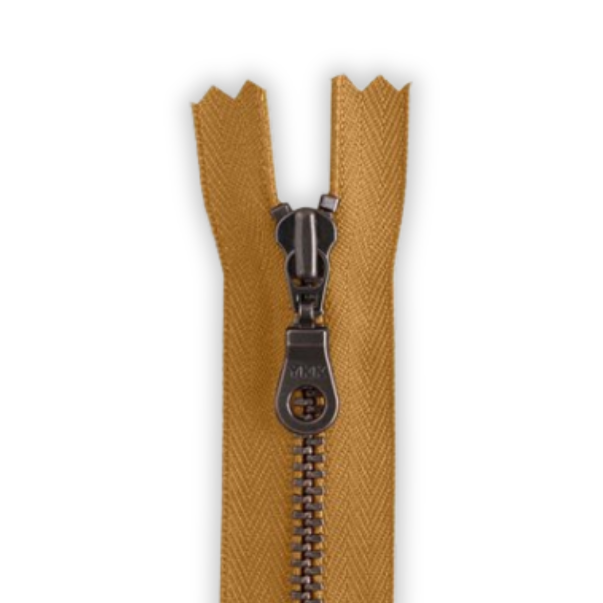 YKK Metal Zipper - Brittle Gold with Antique Brass Donut Pull