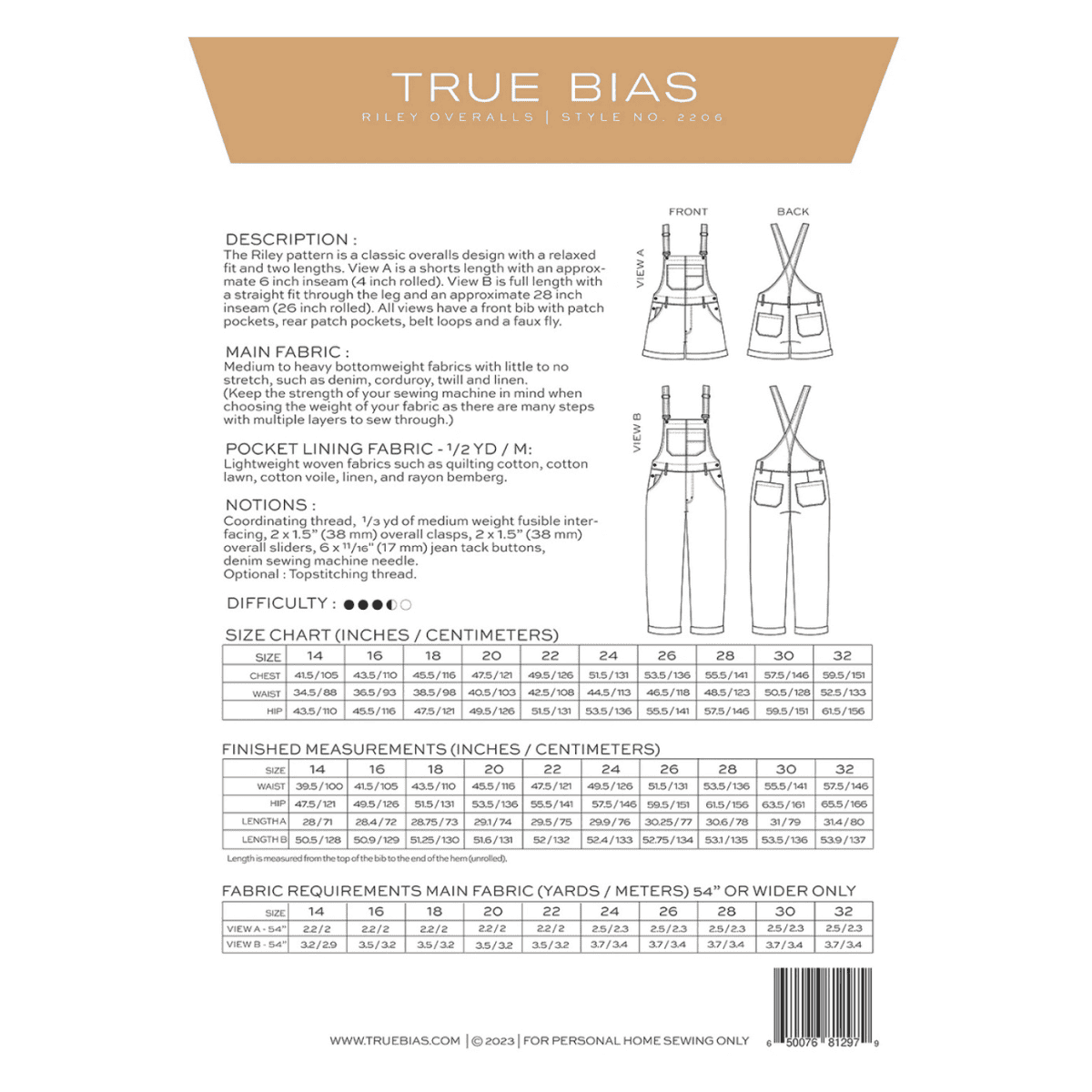 True Bias - Riley Overalls - 14-32