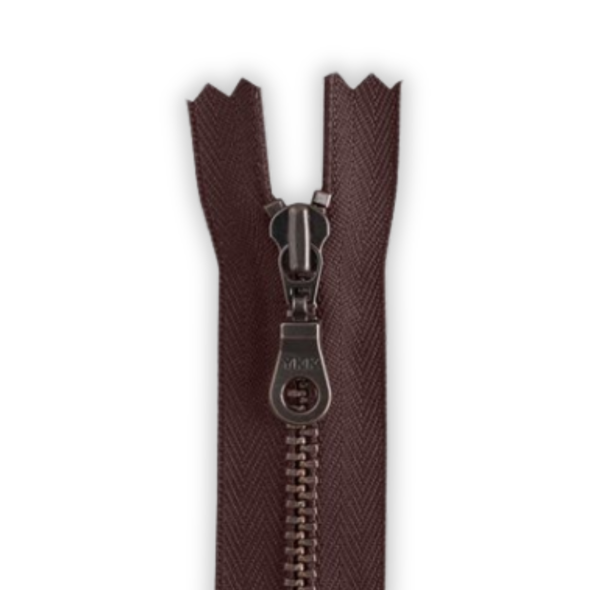 YKK Metal Zipper - Chocolate with Antique Brass Donut Pull