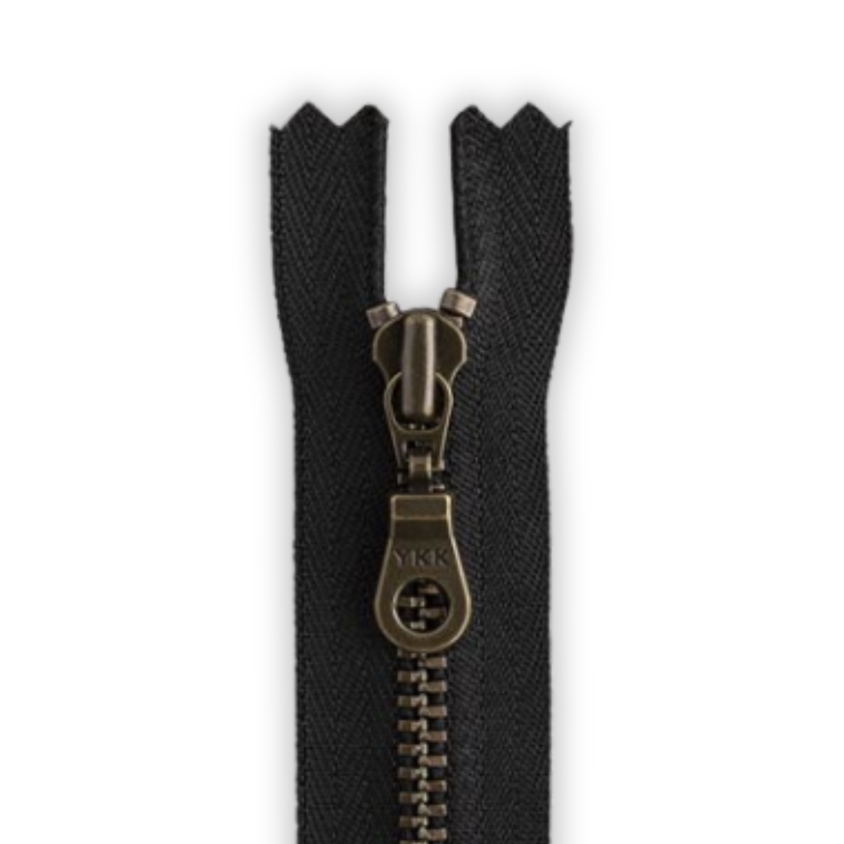 Ykk Metal Zipper - Black with Antique Brass Donut Pull