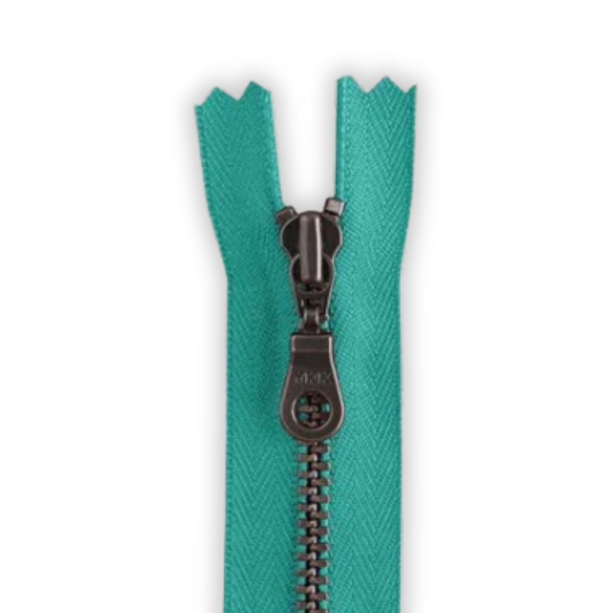 YKK Metal Zipper - Teal with Antique Brass Donut Pull