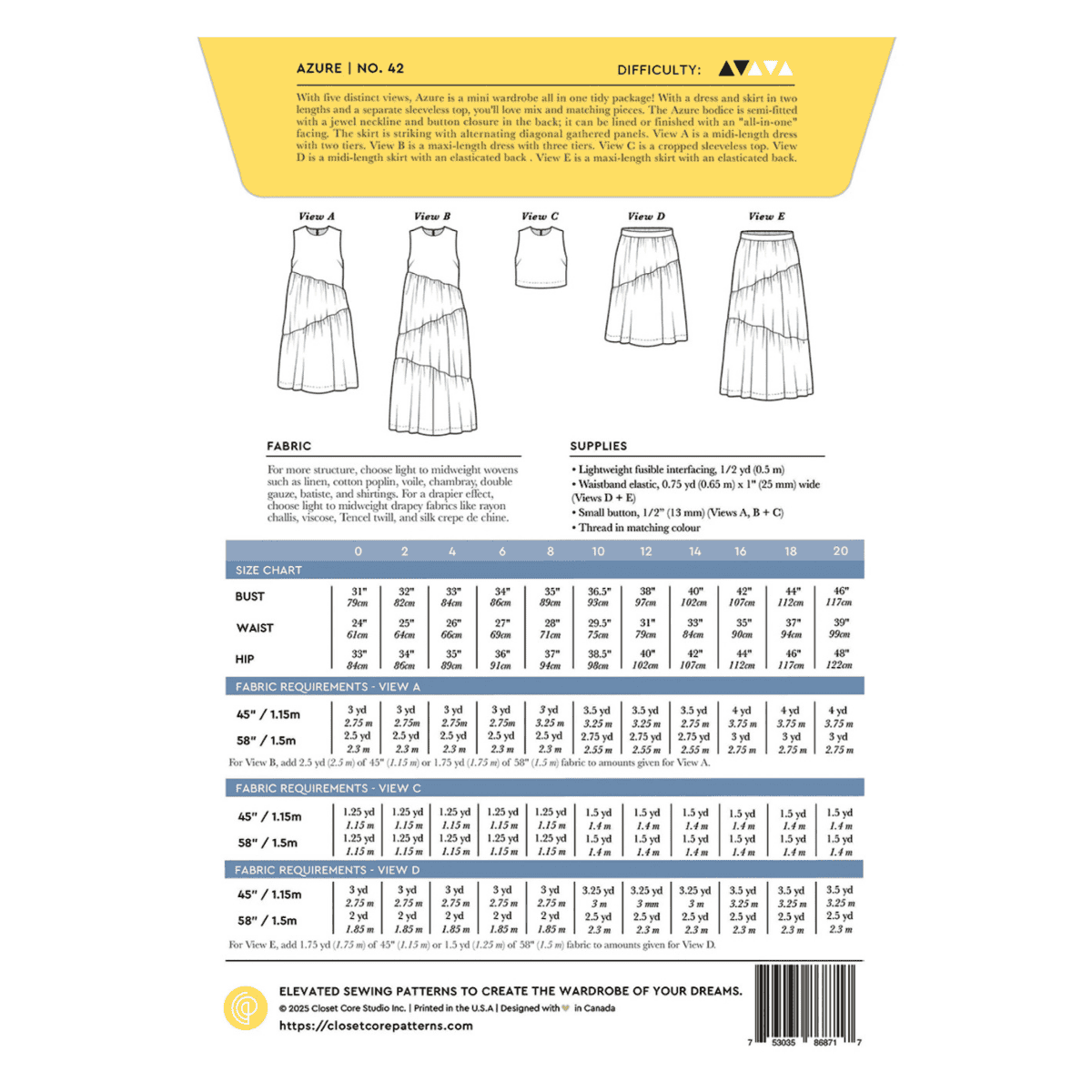 Closet Core Patterns - Azure Dress Top and Skirt